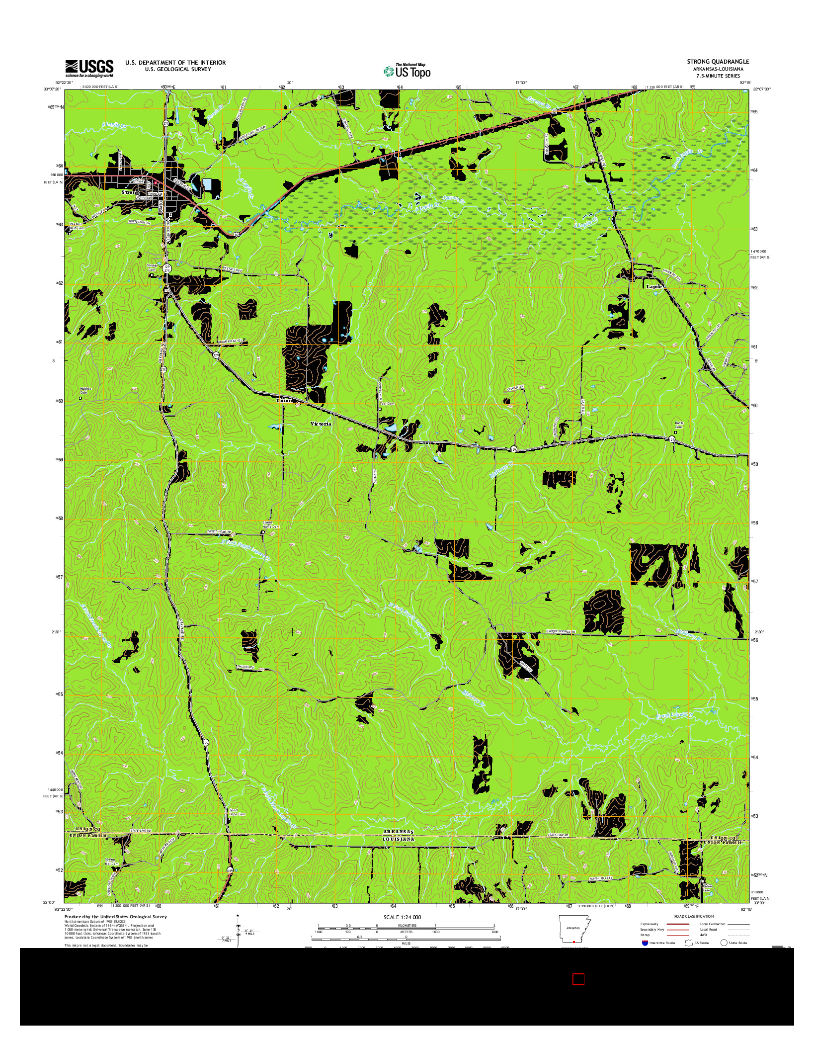 USGS US TOPO 7.5-MINUTE MAP FOR STRONG, AR-LA 2017