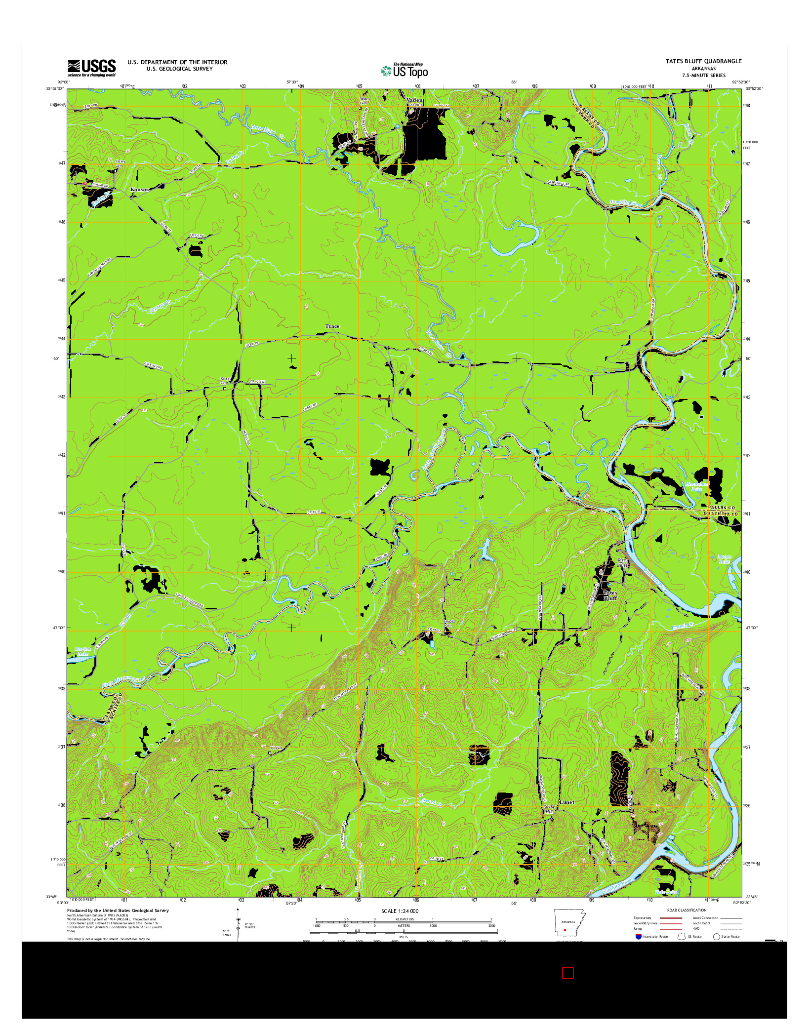 USGS US TOPO 7.5-MINUTE MAP FOR TATES BLUFF, AR 2017