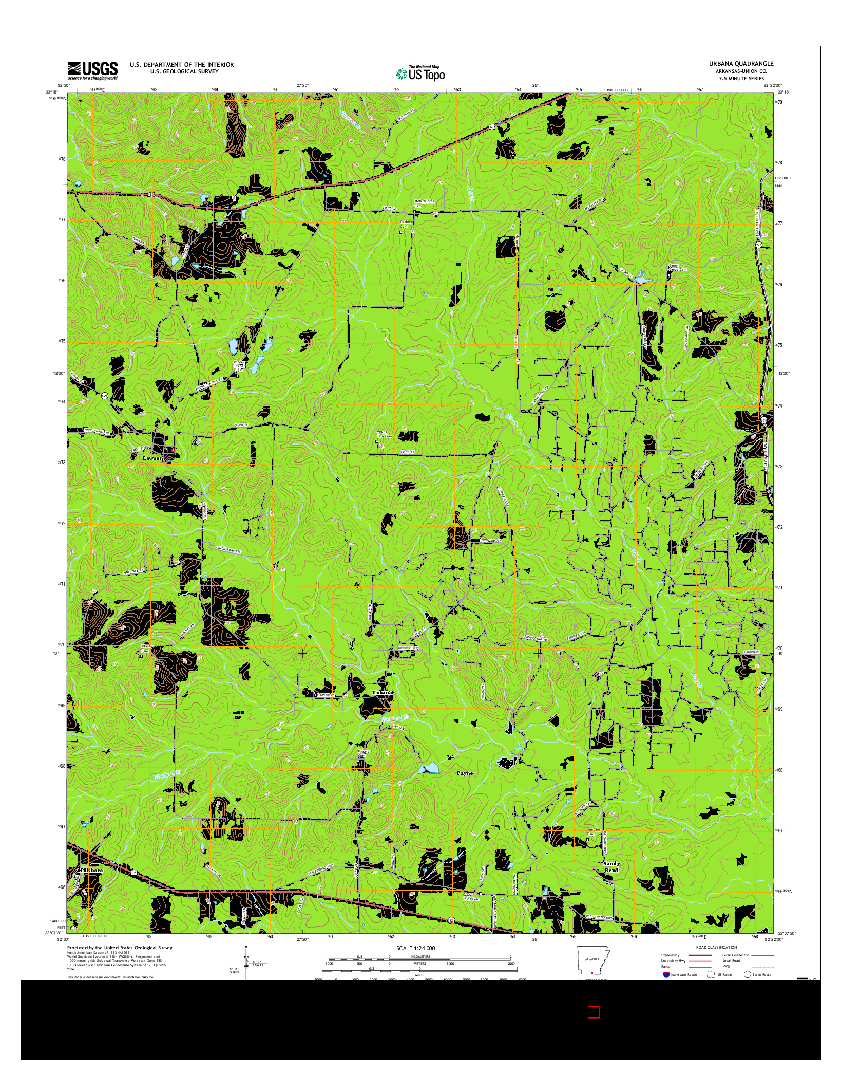 USGS US TOPO 7.5-MINUTE MAP FOR URBANA, AR 2017