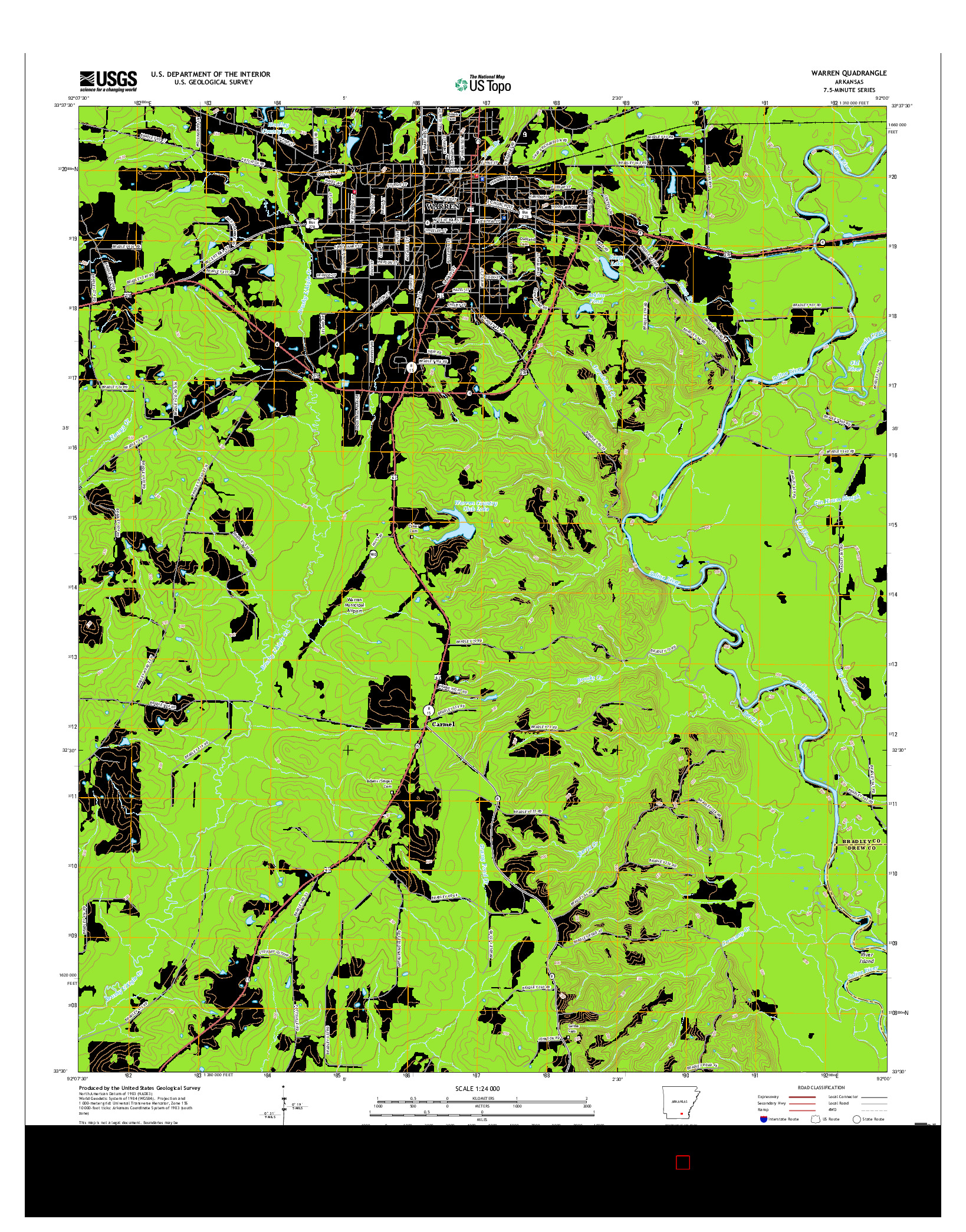 USGS US TOPO 7.5-MINUTE MAP FOR WARREN, AR 2017