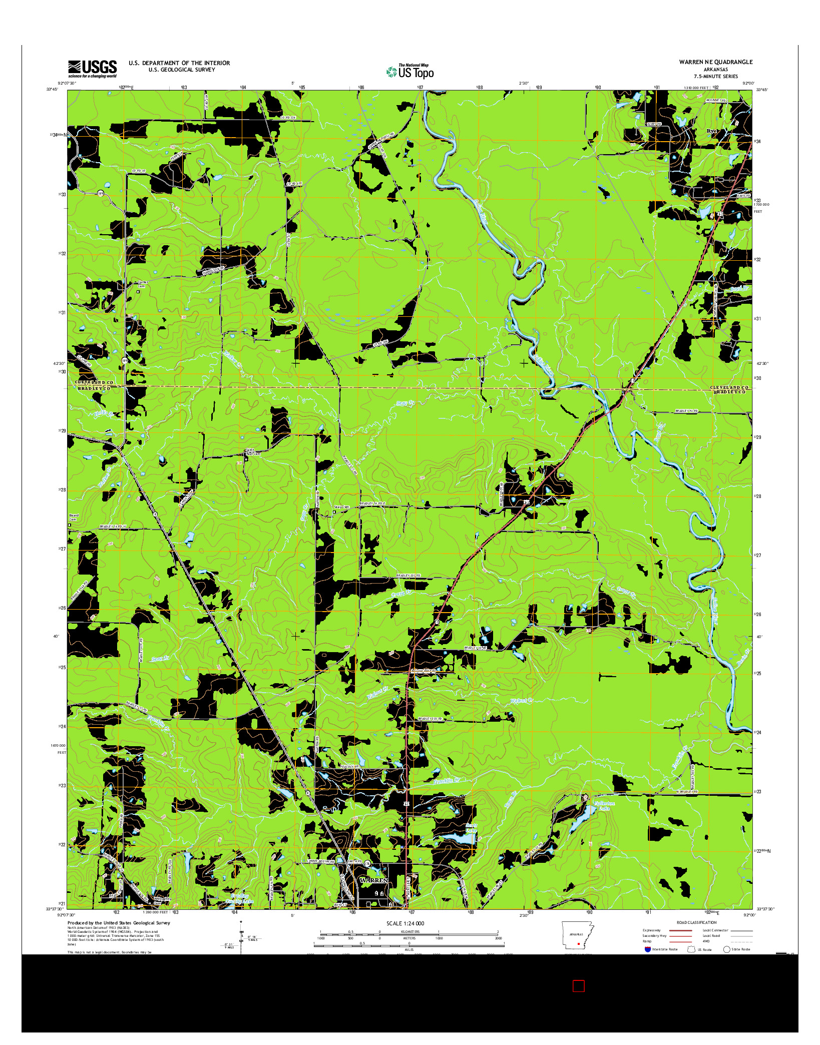 USGS US TOPO 7.5-MINUTE MAP FOR WARREN NE, AR 2017