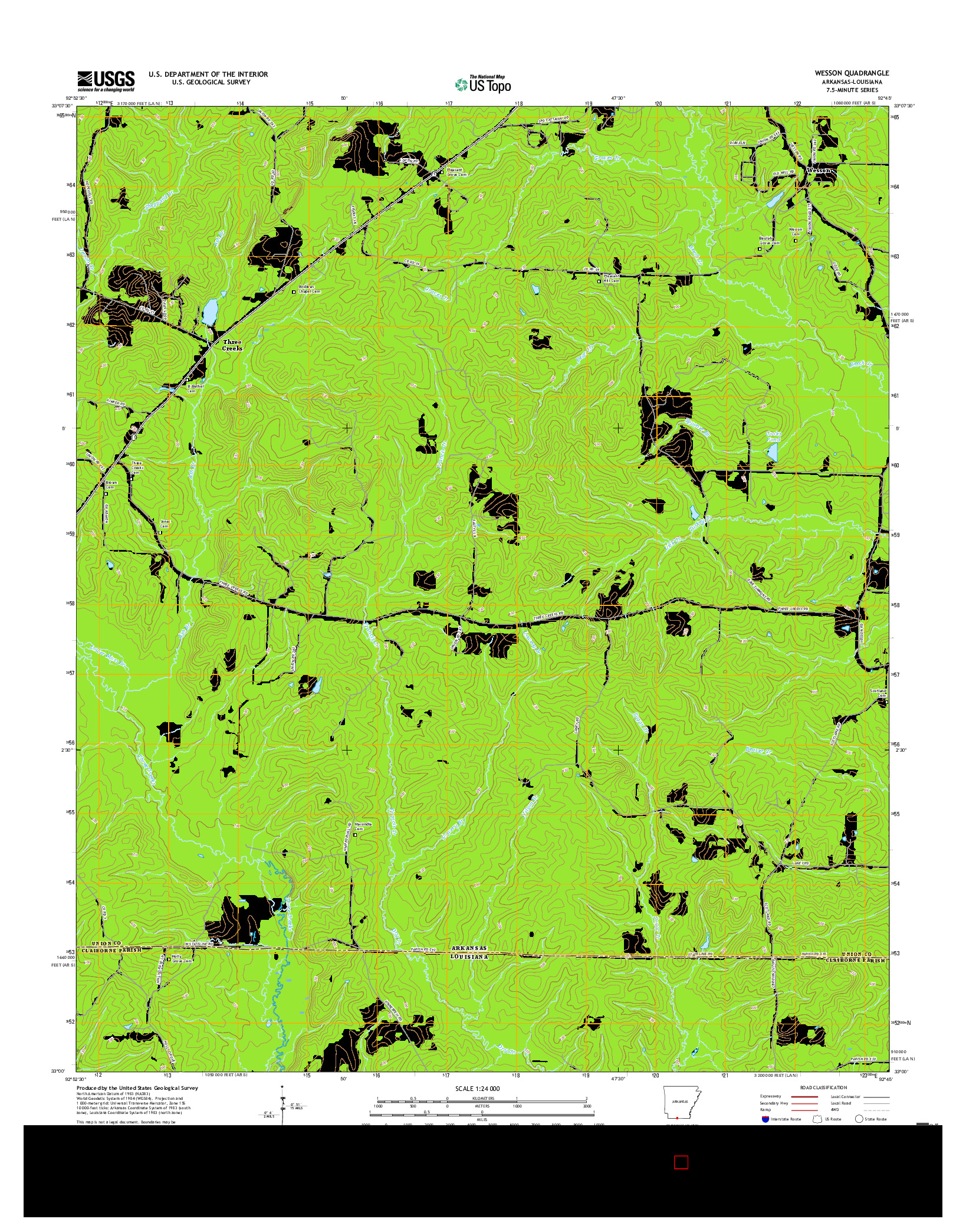 USGS US TOPO 7.5-MINUTE MAP FOR WESSON, AR-LA 2017