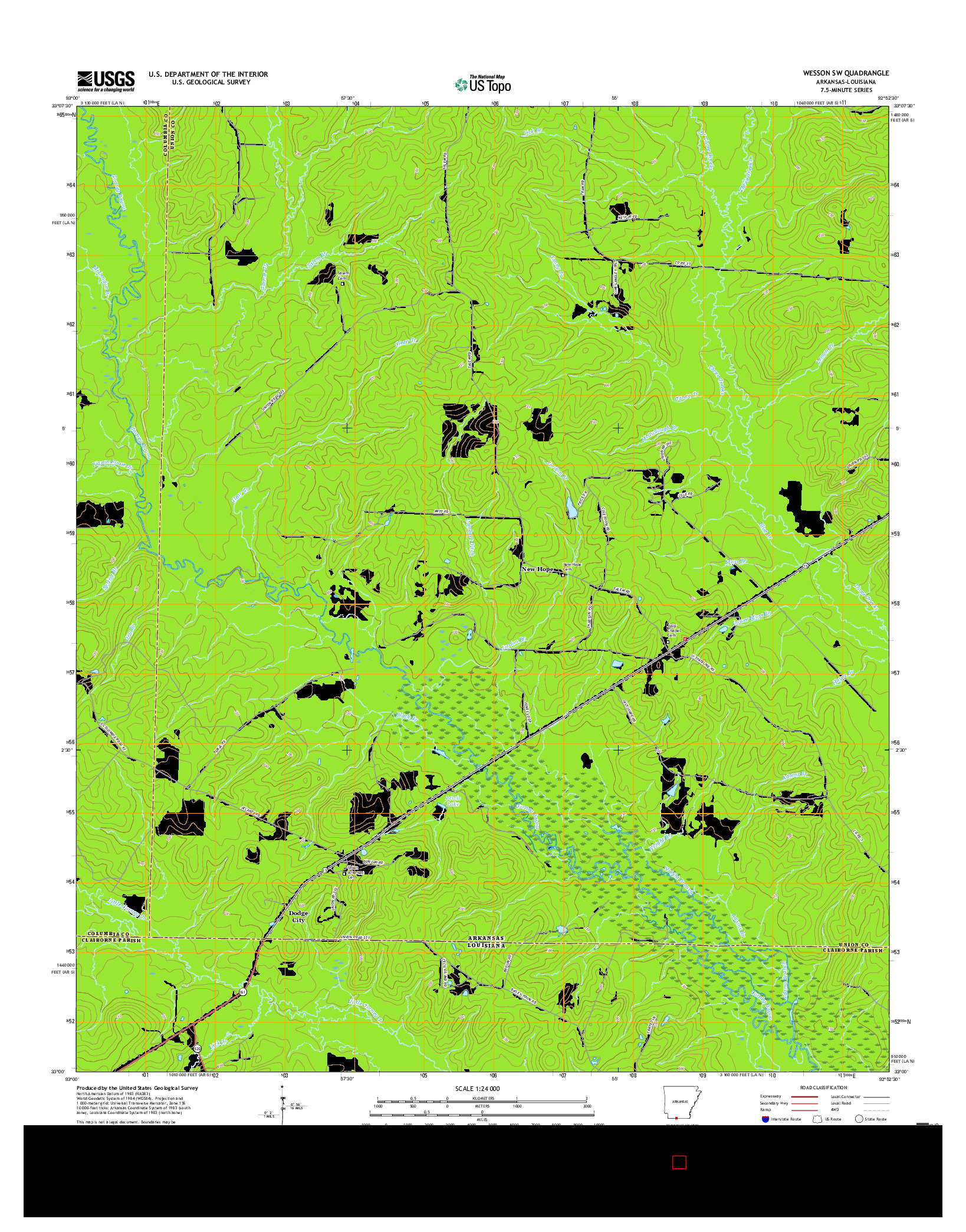 USGS US TOPO 7.5-MINUTE MAP FOR WESSON SW, AR-LA 2017