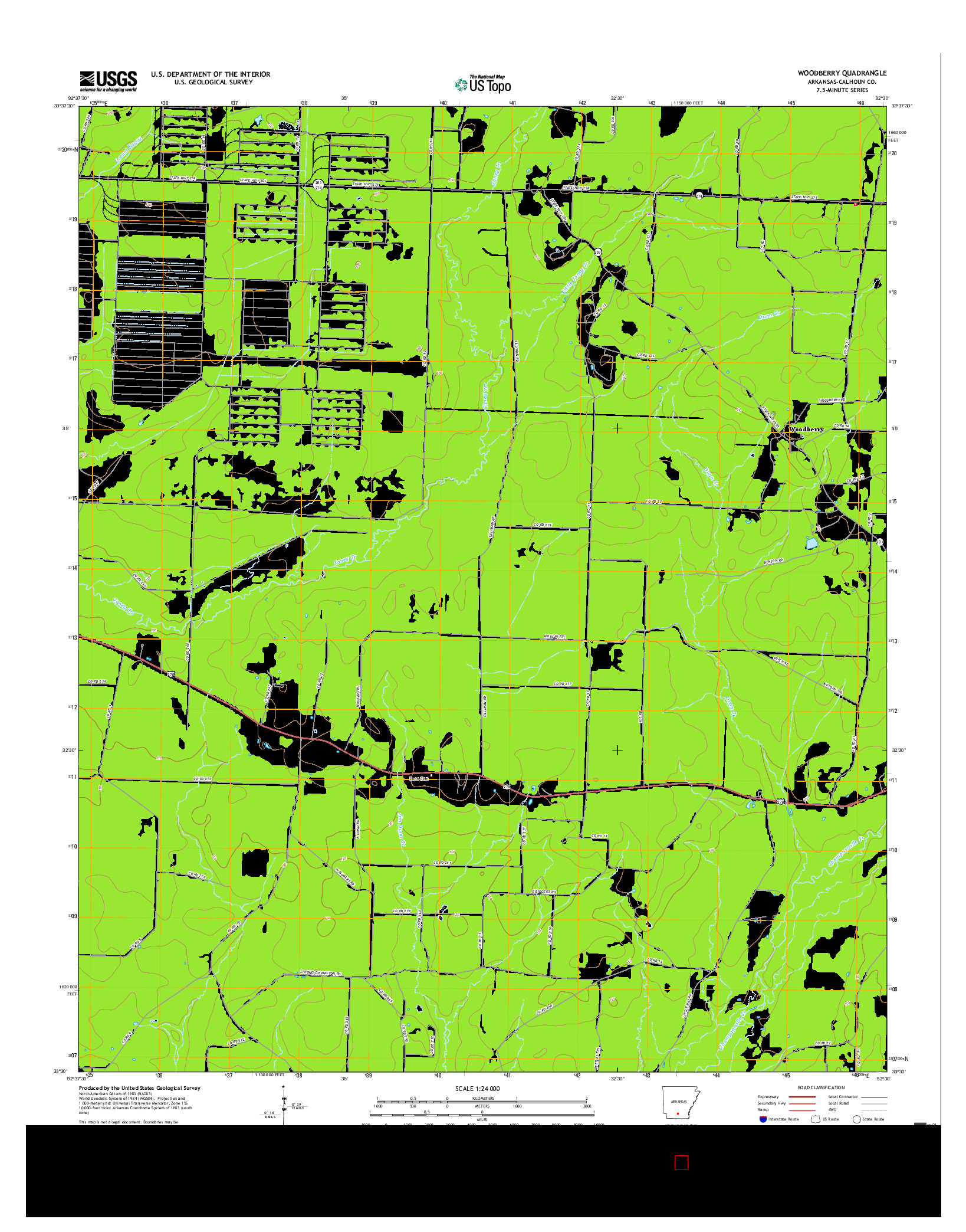 USGS US TOPO 7.5-MINUTE MAP FOR WOODBERRY, AR 2017