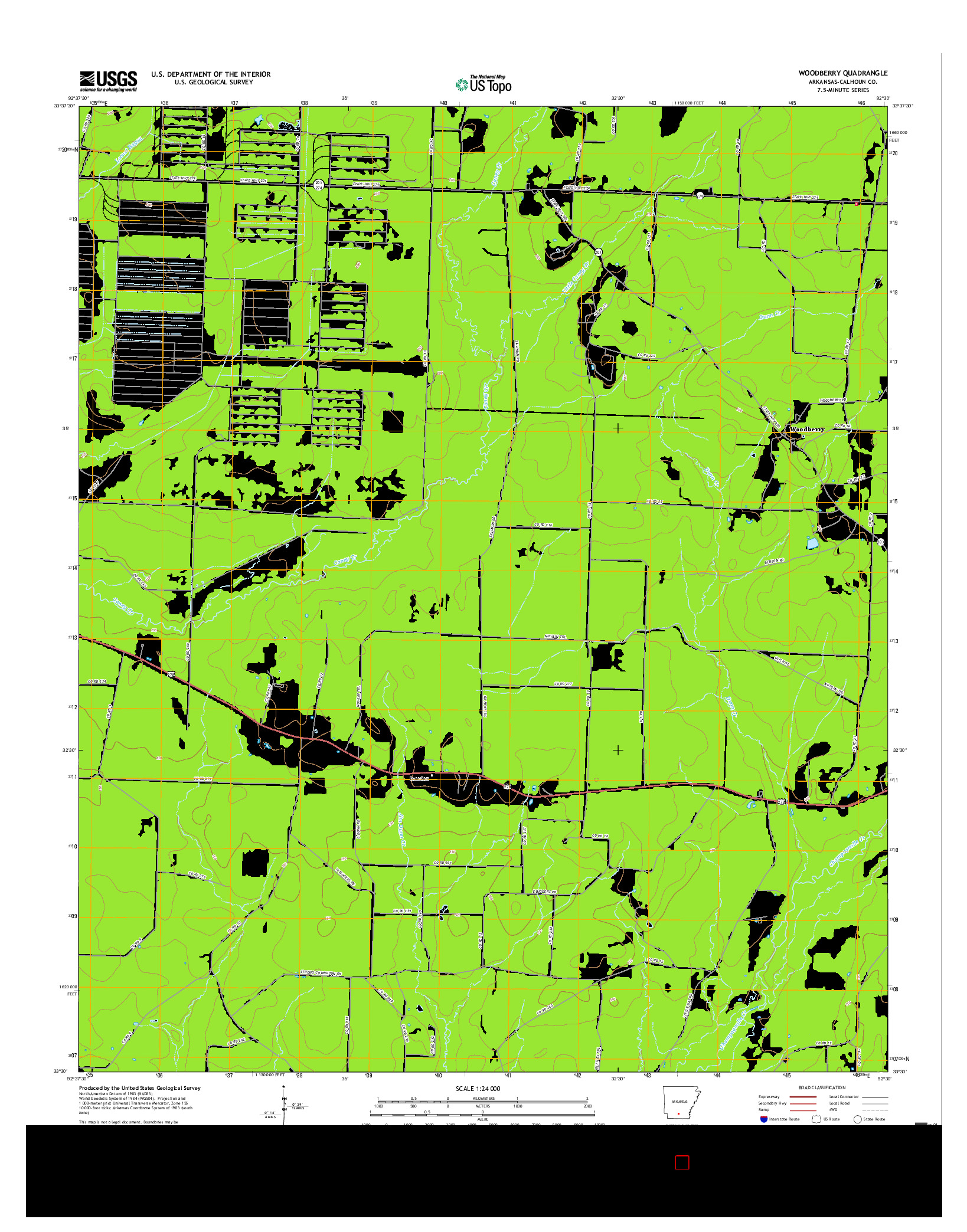 USGS US TOPO 7.5-MINUTE MAP FOR WOODBERRY, AR 2017