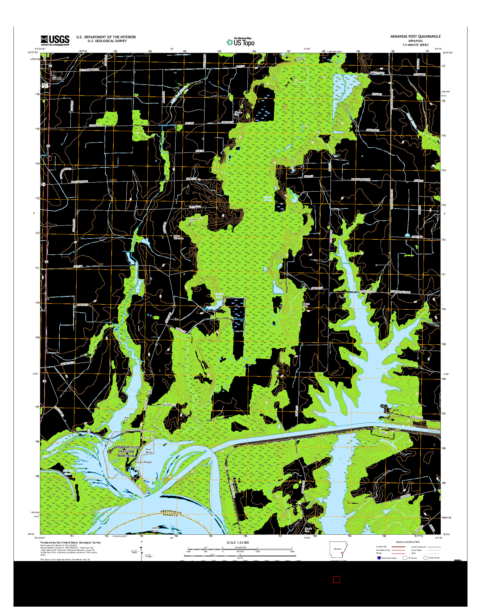 USGS US TOPO 7.5-MINUTE MAP FOR ARKANSAS POST, AR 2017