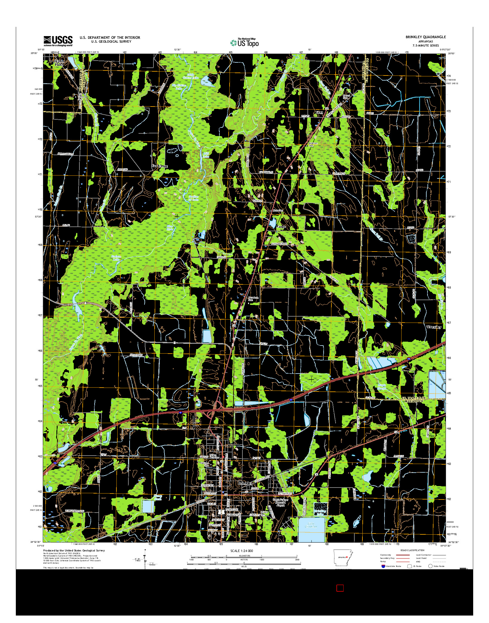 USGS US TOPO 7.5-MINUTE MAP FOR BRINKLEY, AR 2017