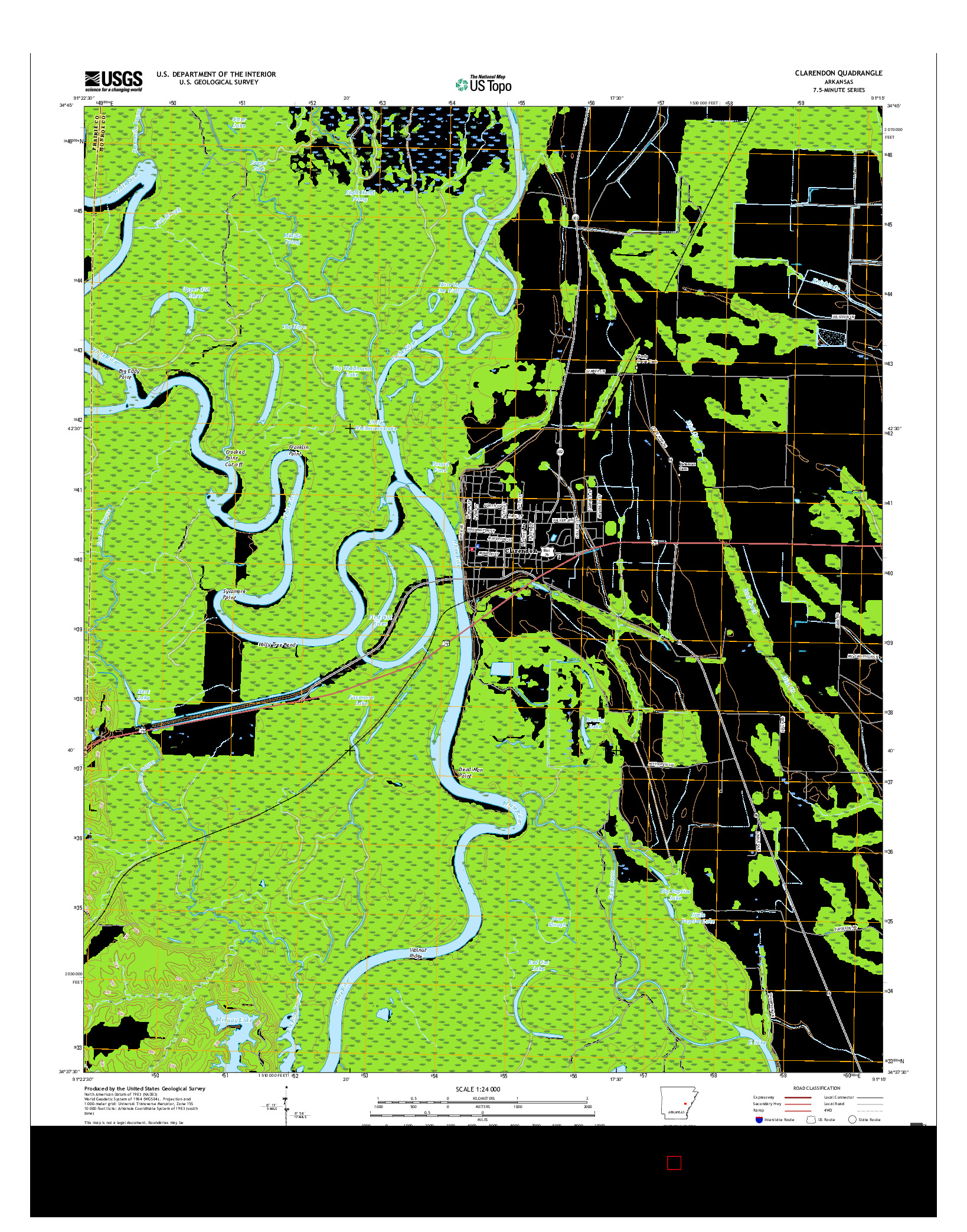 USGS US TOPO 7.5-MINUTE MAP FOR CLARENDON, AR 2017