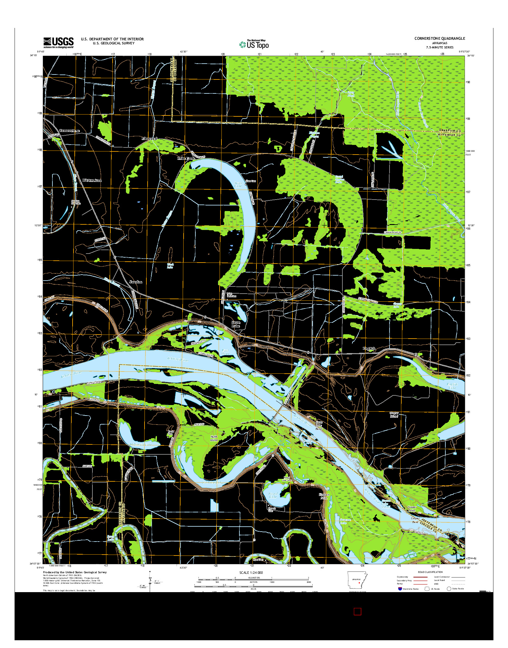 USGS US TOPO 7.5-MINUTE MAP FOR CORNERSTONE, AR 2017