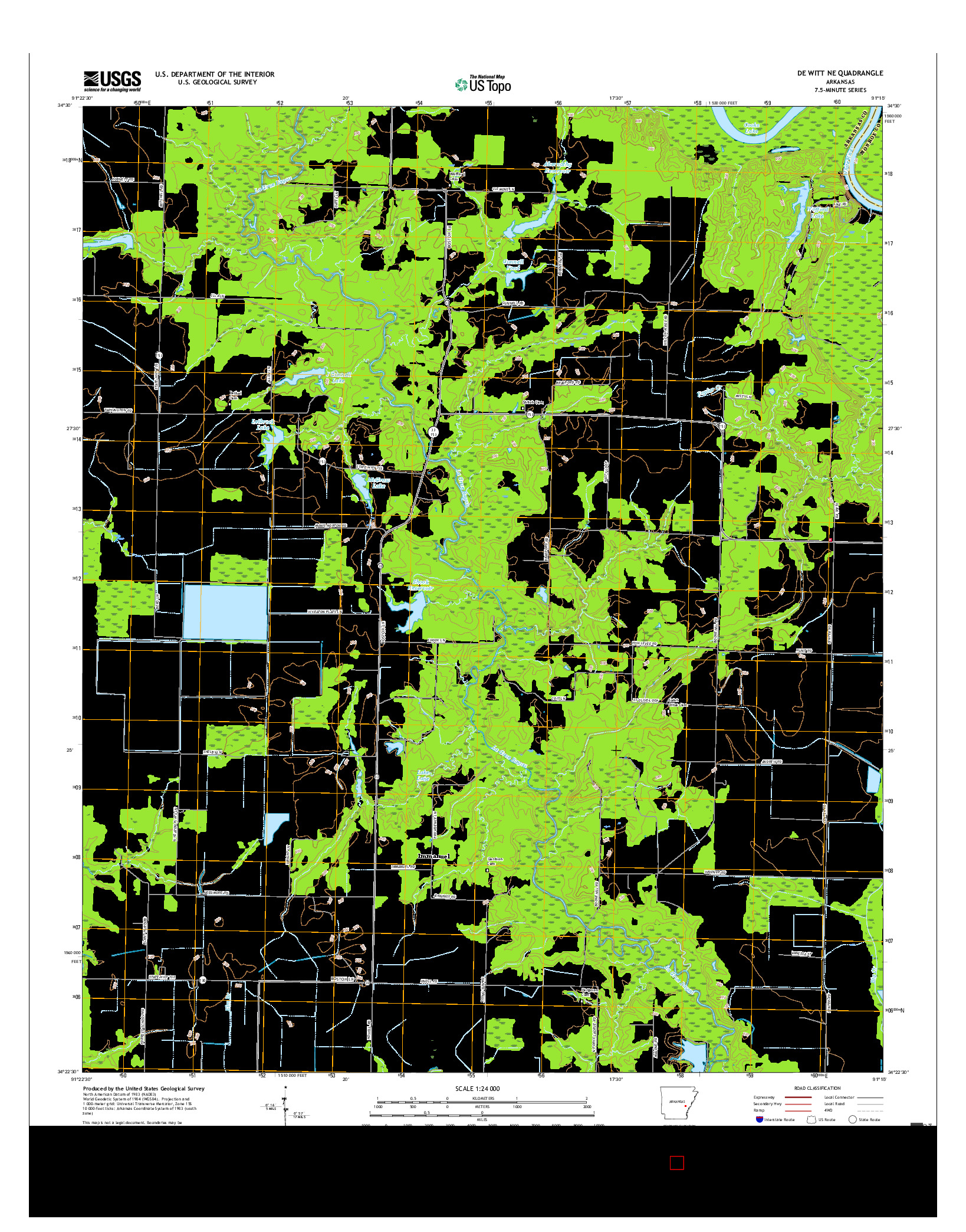 USGS US TOPO 7.5-MINUTE MAP FOR DE WITT NE, AR 2017