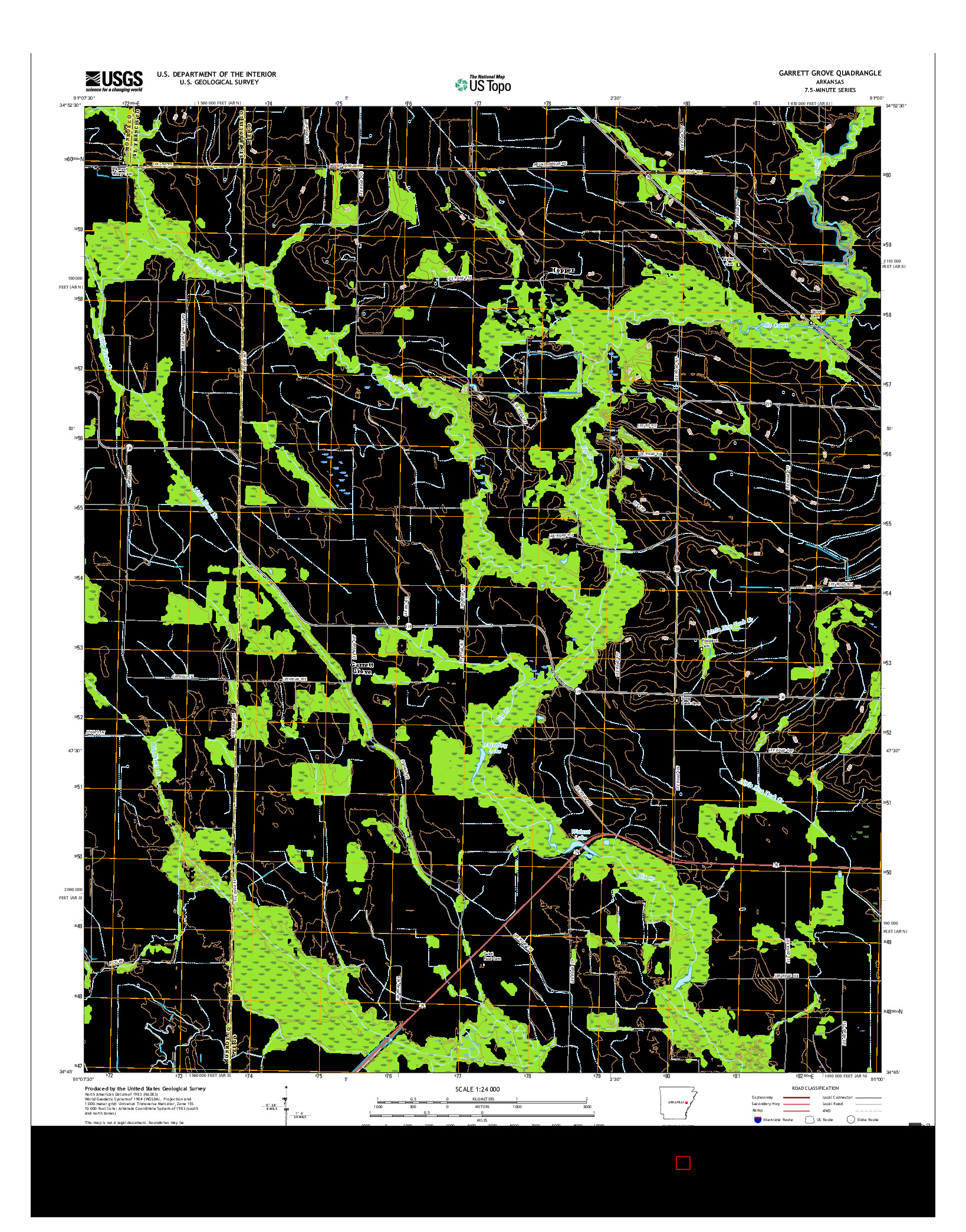 USGS US TOPO 7.5-MINUTE MAP FOR GARRETT GROVE, AR 2017