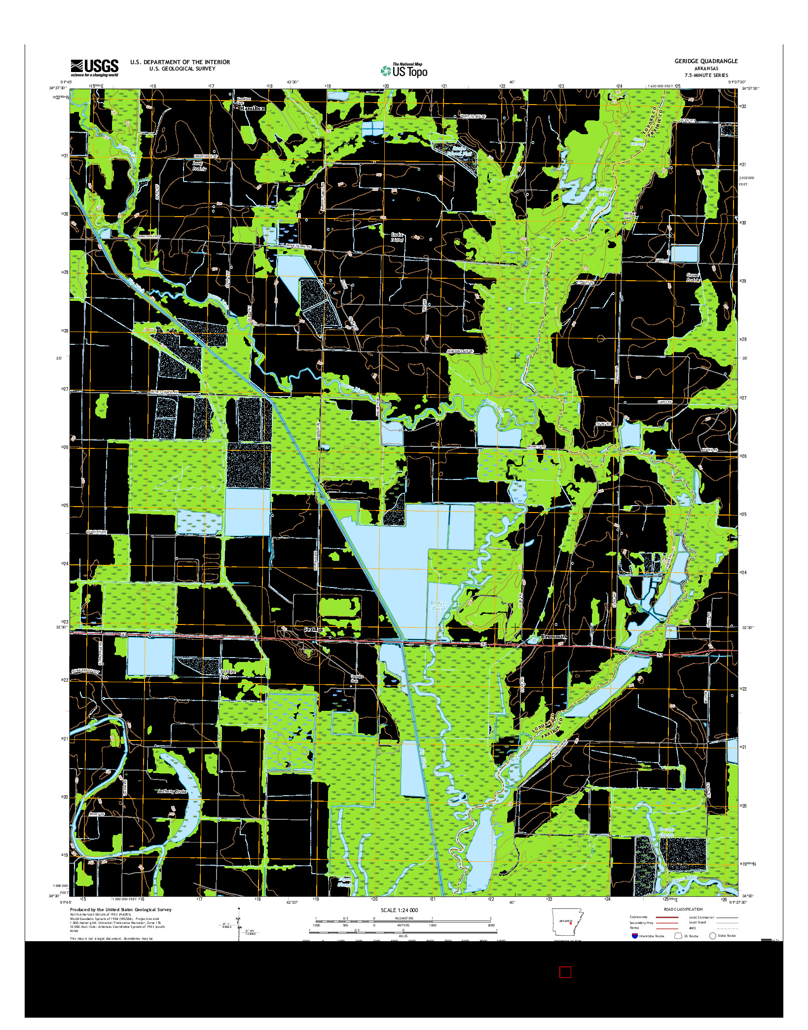 USGS US TOPO 7.5-MINUTE MAP FOR GERIDGE, AR 2017