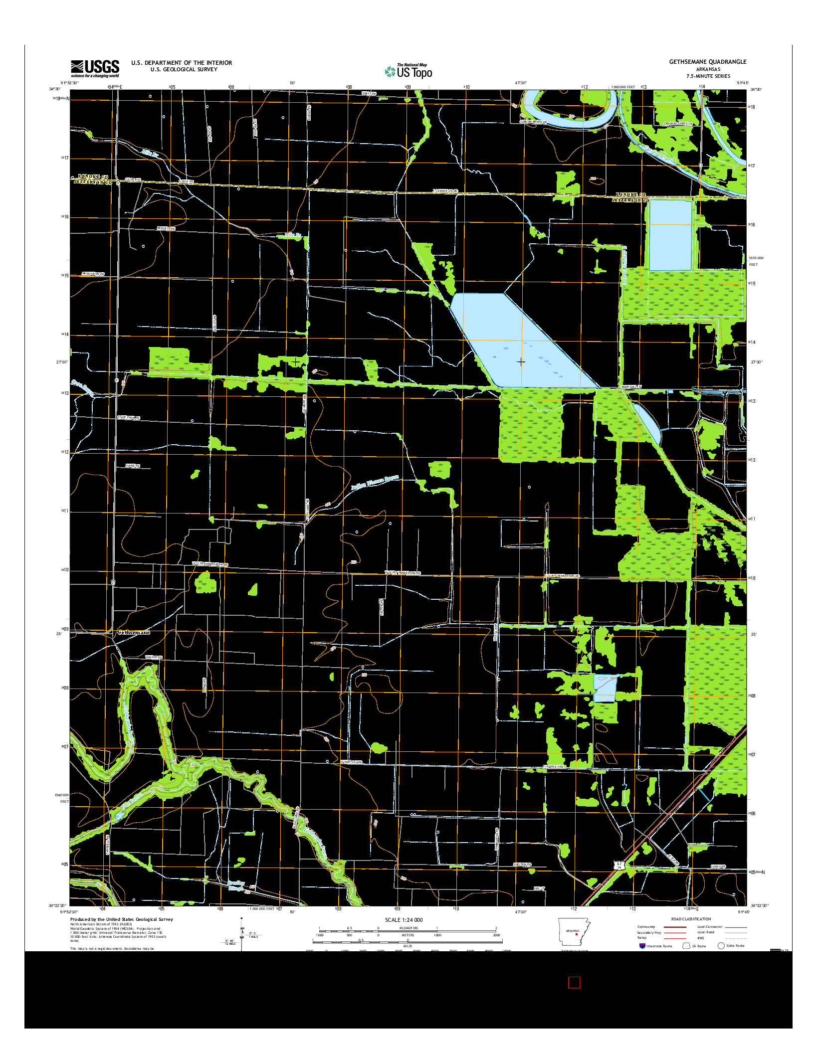 USGS US TOPO 7.5-MINUTE MAP FOR GETHSEMANE, AR 2017