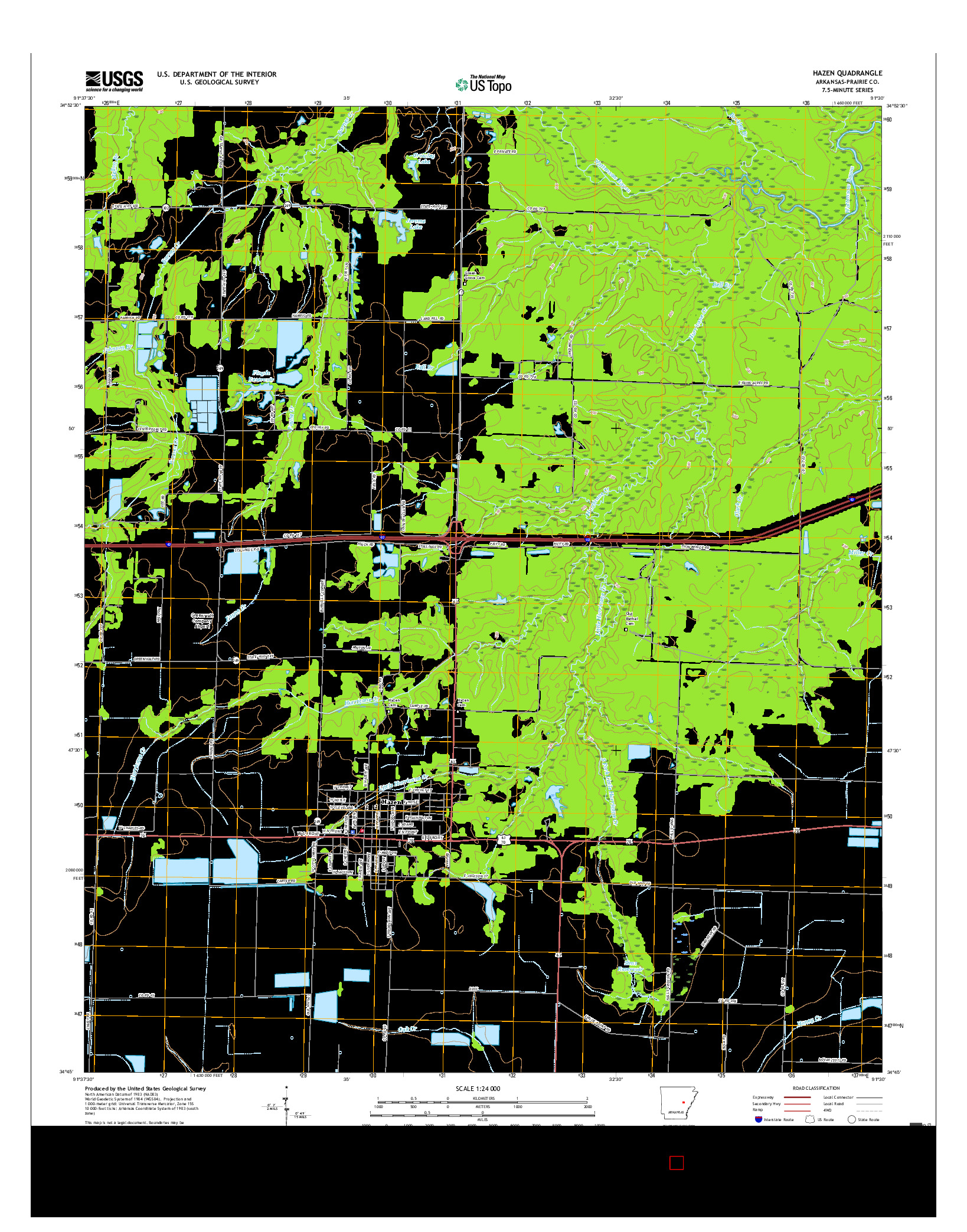 USGS US TOPO 7.5-MINUTE MAP FOR HAZEN, AR 2017