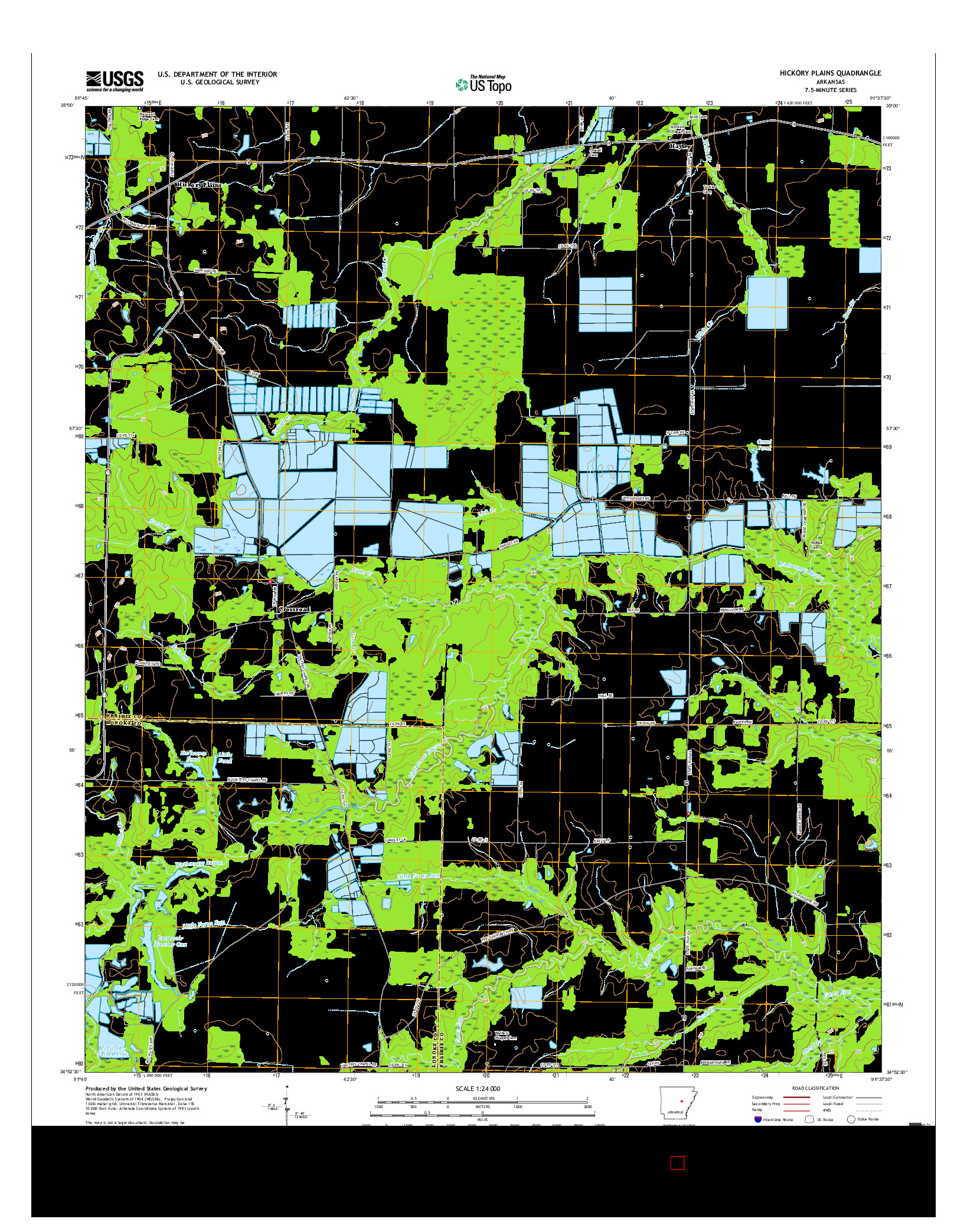 USGS US TOPO 7.5-MINUTE MAP FOR HICKORY PLAINS, AR 2017