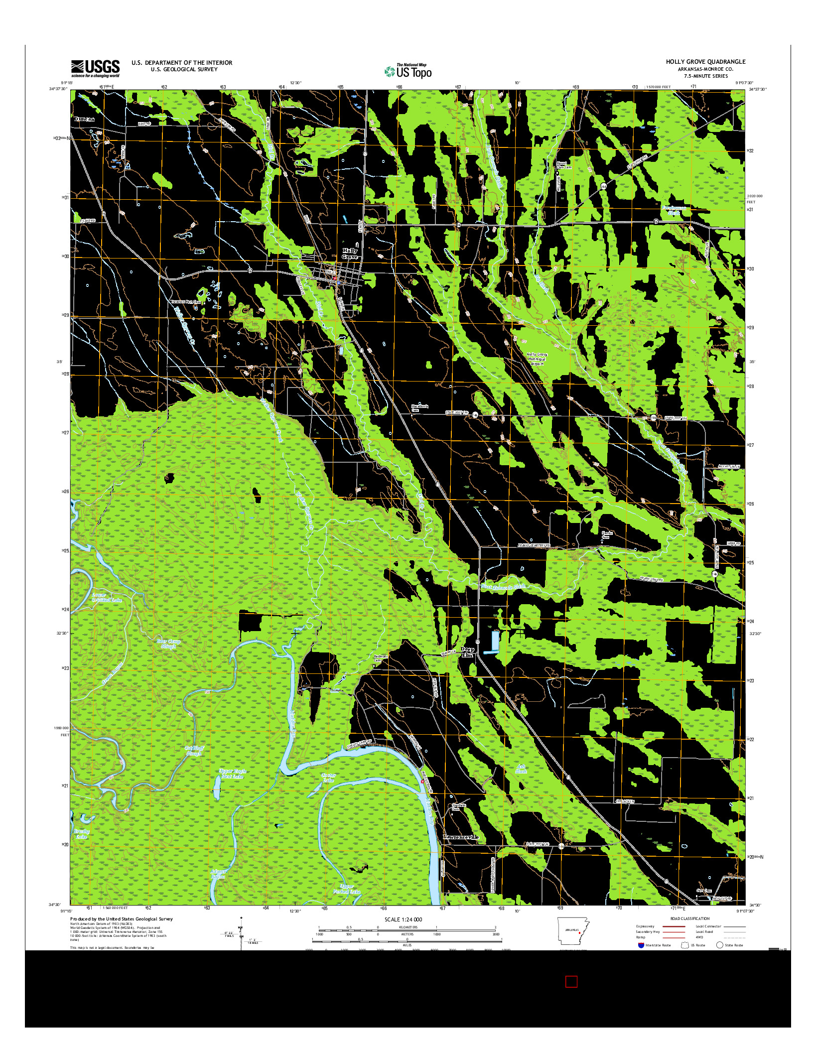 USGS US TOPO 7.5-MINUTE MAP FOR HOLLY GROVE, AR 2017