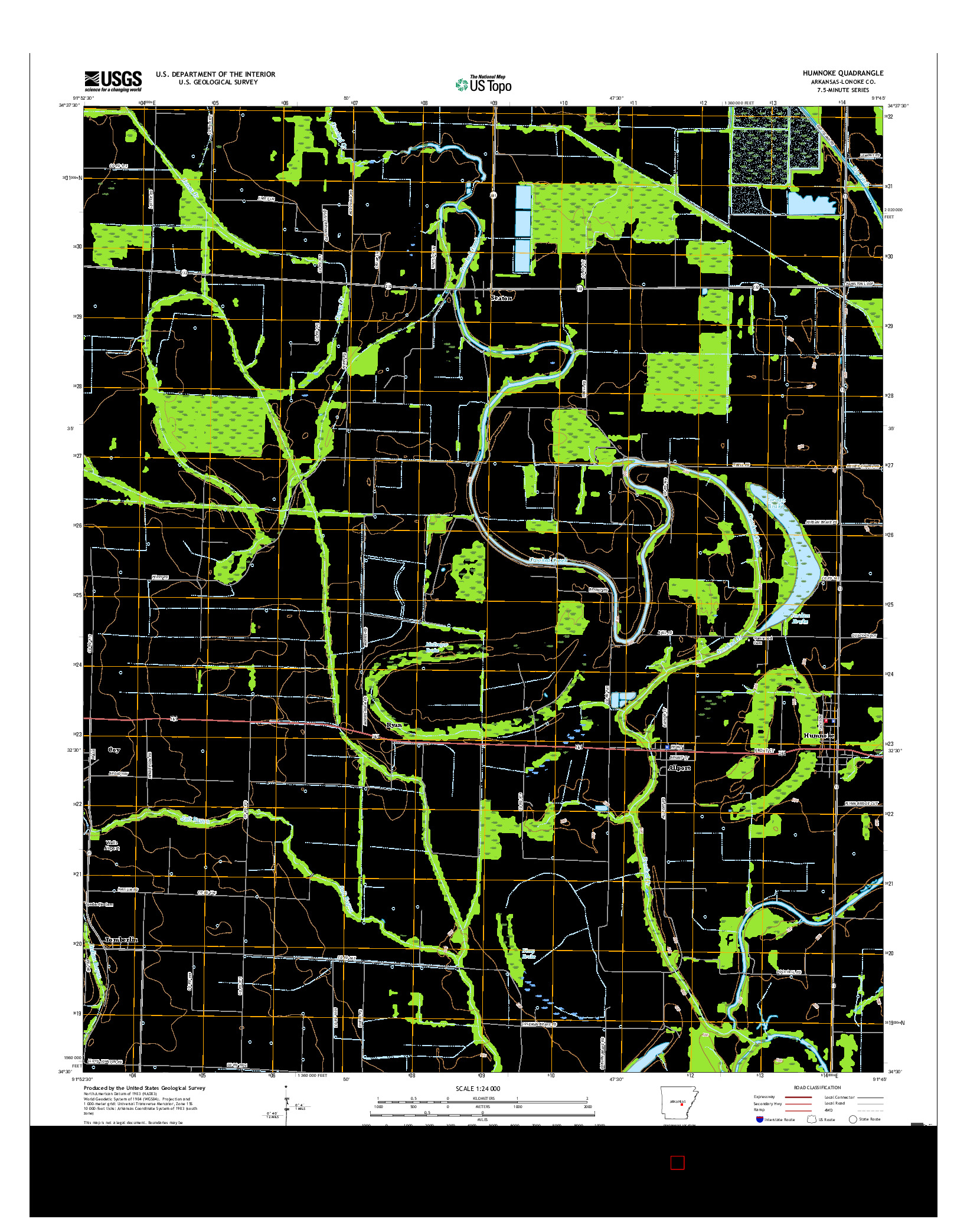 USGS US TOPO 7.5-MINUTE MAP FOR HUMNOKE, AR 2017