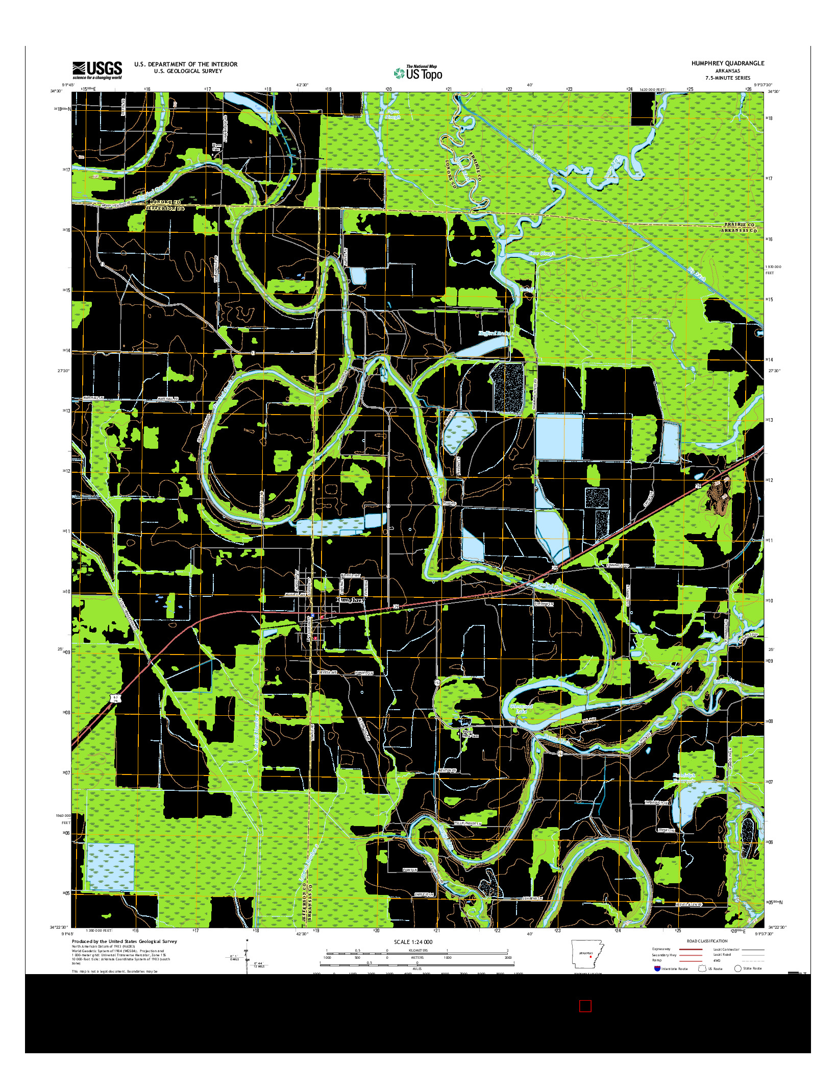 USGS US TOPO 7.5-MINUTE MAP FOR HUMPHREY, AR 2017