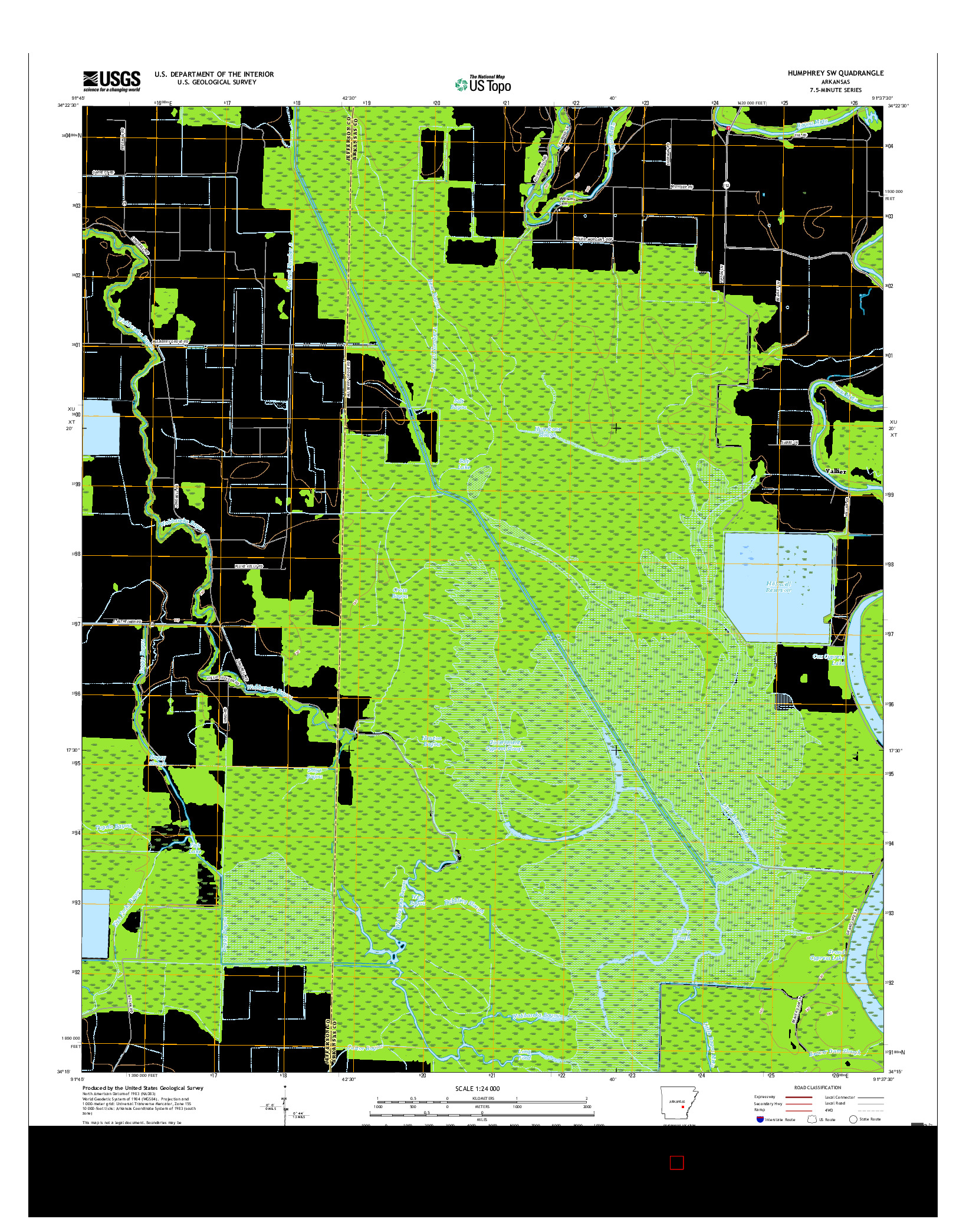 USGS US TOPO 7.5-MINUTE MAP FOR HUMPHREY SW, AR 2017