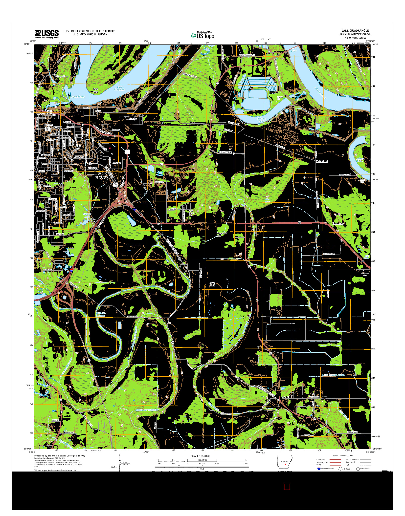 USGS US TOPO 7.5-MINUTE MAP FOR LADD, AR 2017