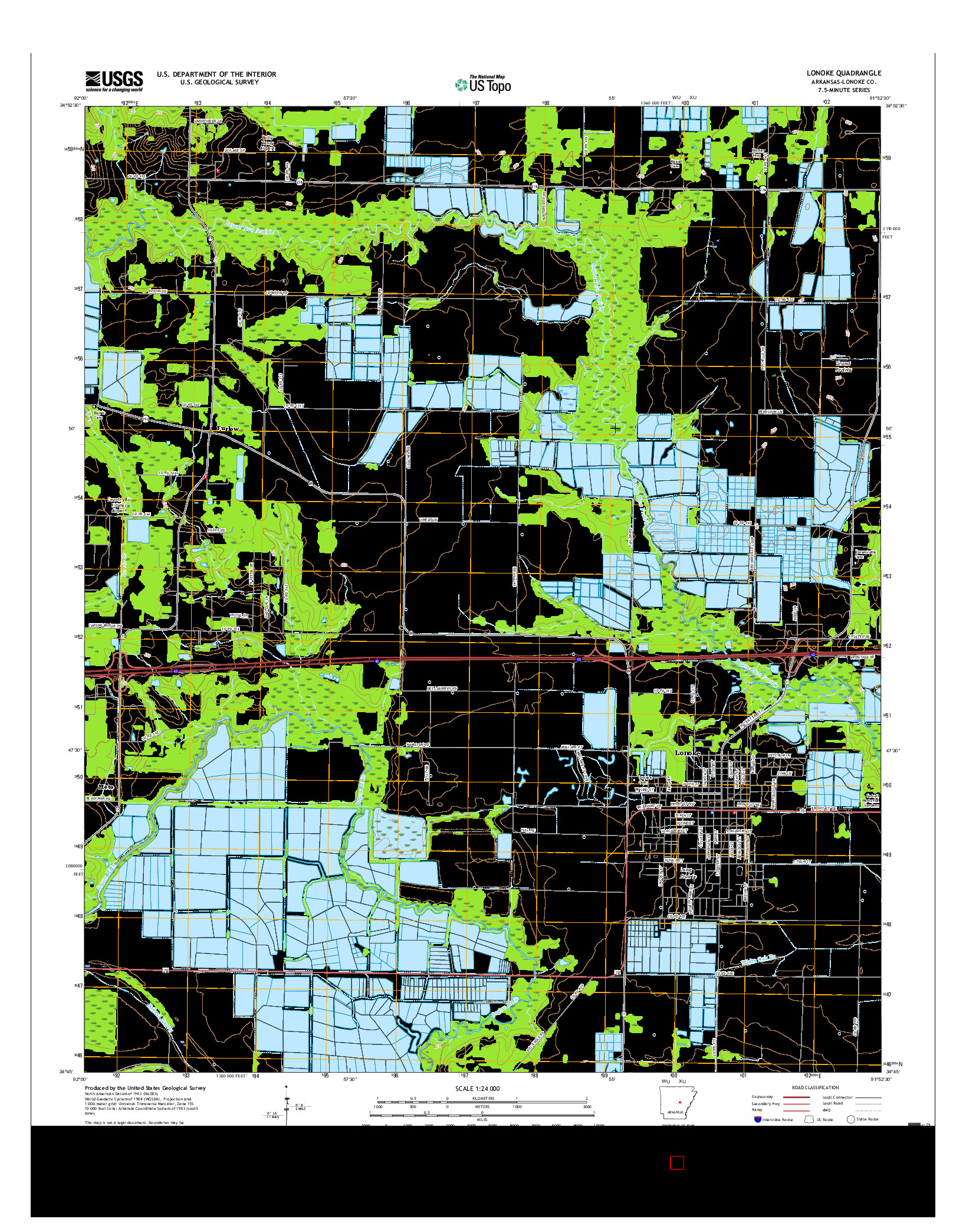 USGS US TOPO 7.5-MINUTE MAP FOR LONOKE, AR 2017