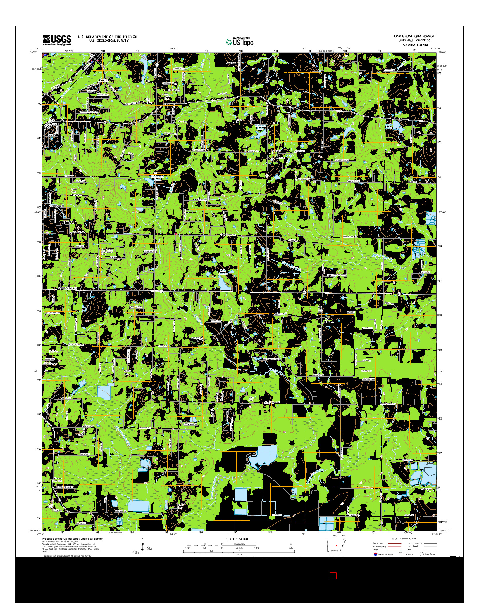 USGS US TOPO 7.5-MINUTE MAP FOR OAK GROVE, AR 2017