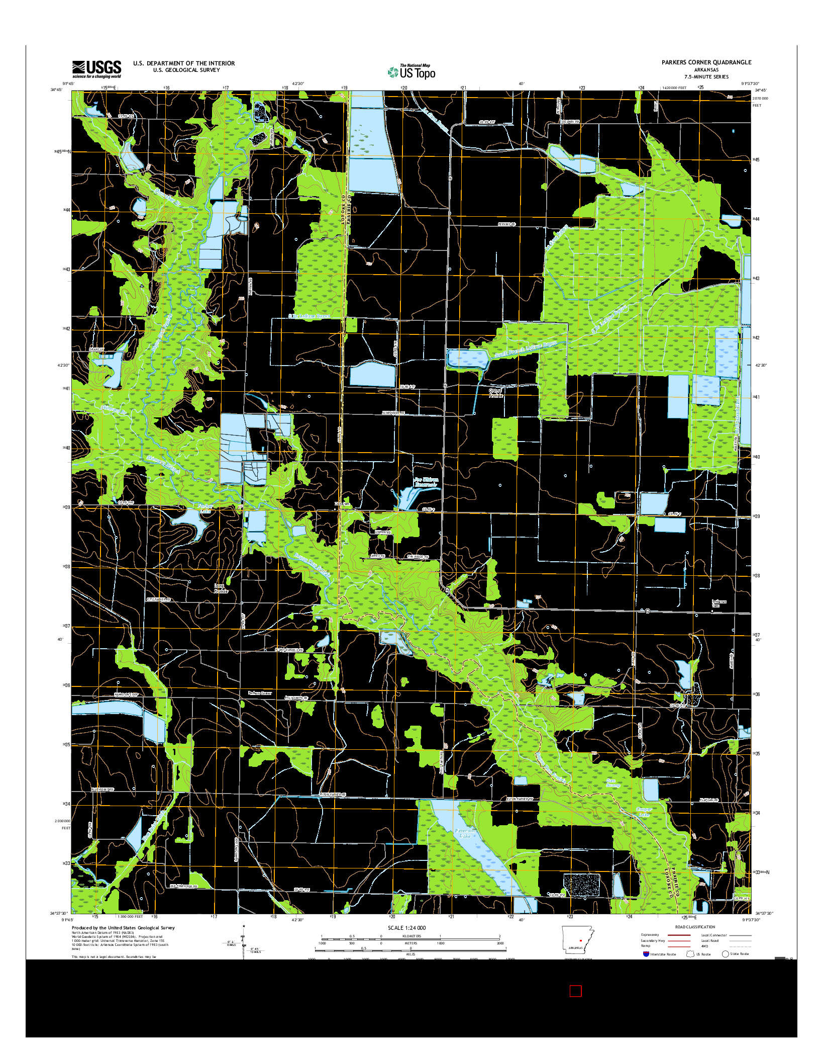 USGS US TOPO 7.5-MINUTE MAP FOR PARKERS CORNER, AR 2017