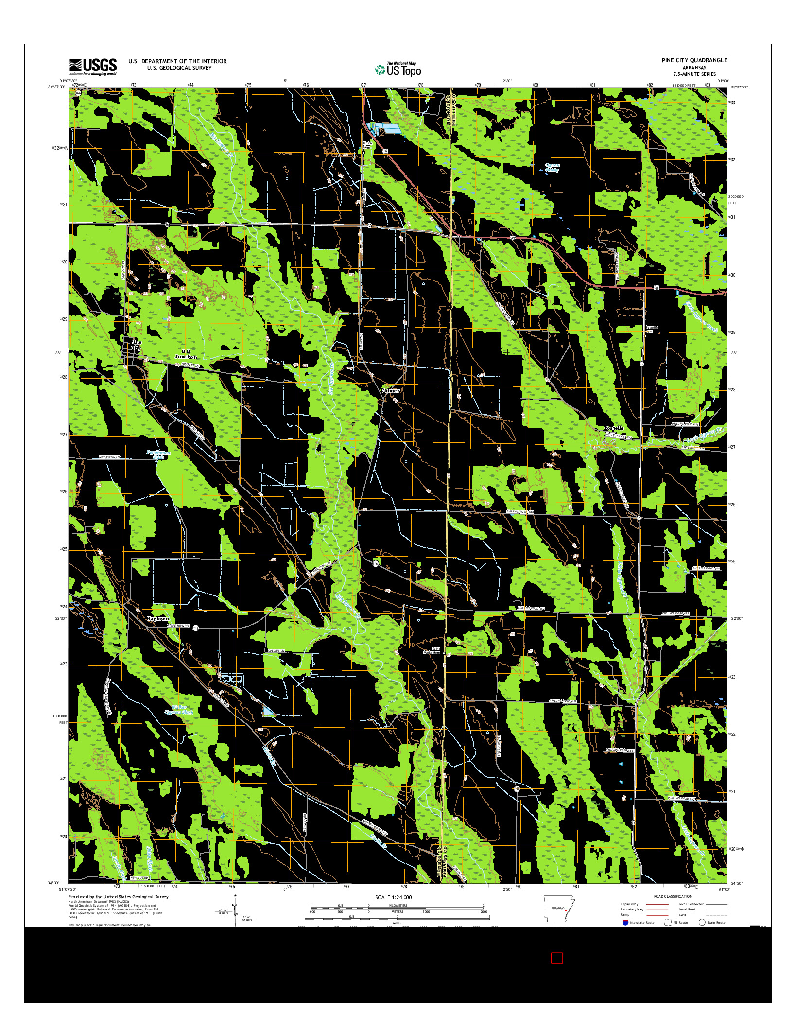 USGS US TOPO 7.5-MINUTE MAP FOR PINE CITY, AR 2017