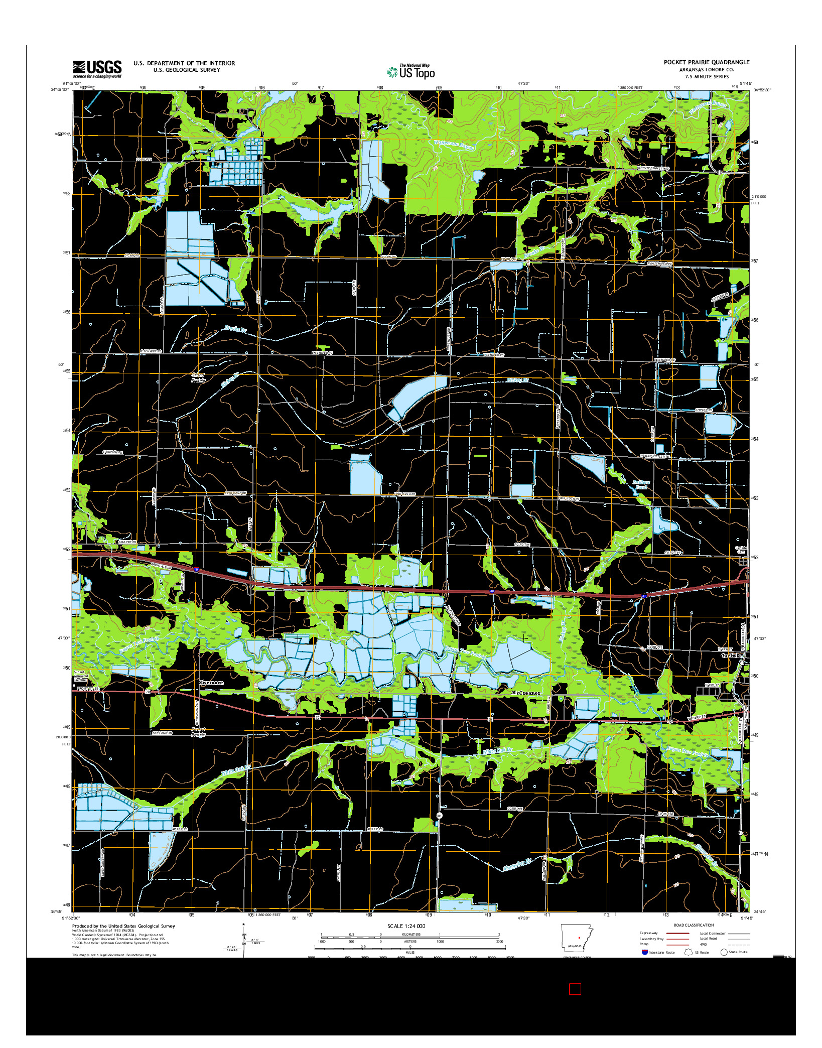 USGS US TOPO 7.5-MINUTE MAP FOR POCKET PRAIRIE, AR 2017