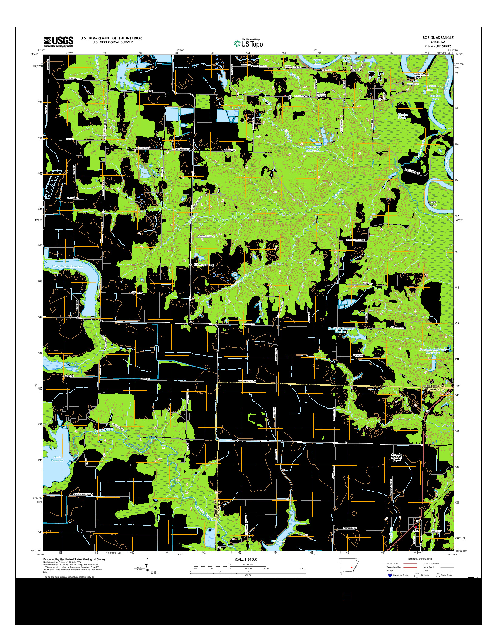 USGS US TOPO 7.5-MINUTE MAP FOR ROE, AR 2017