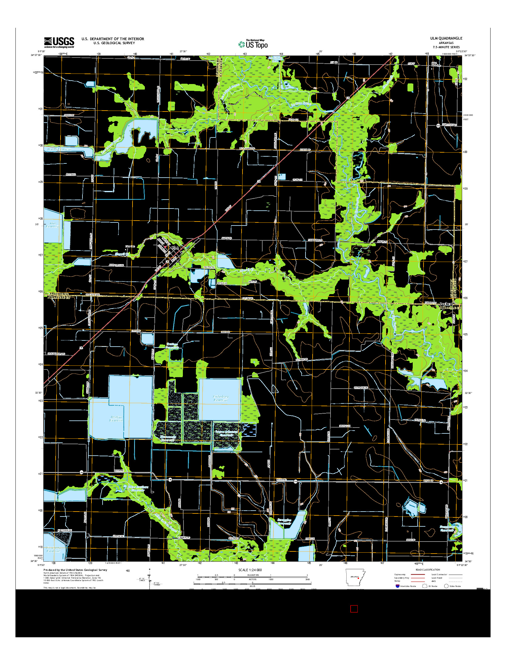 USGS US TOPO 7.5-MINUTE MAP FOR ULM, AR 2017