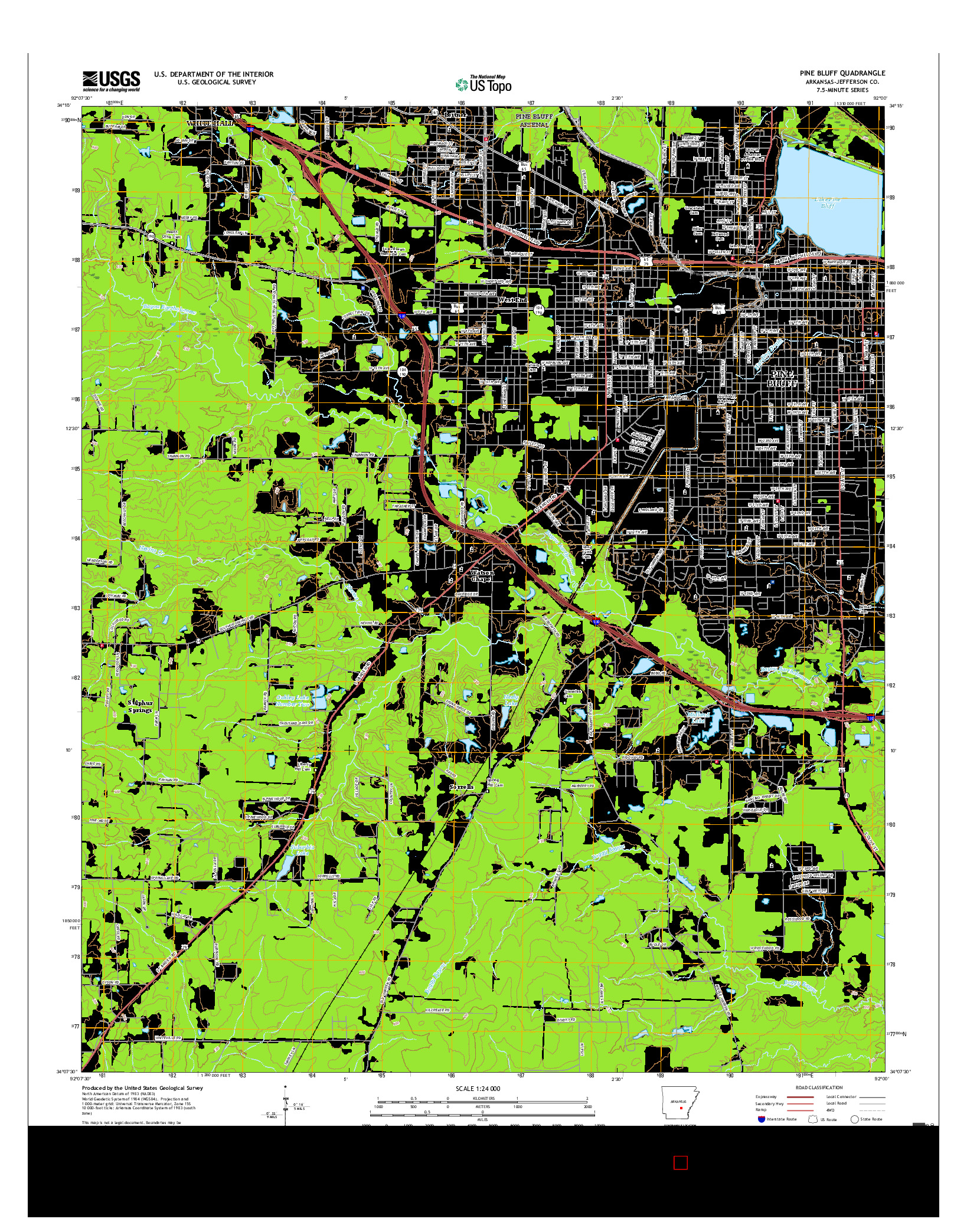 USGS US TOPO 7.5-MINUTE MAP FOR PINE BLUFF, AR 2017