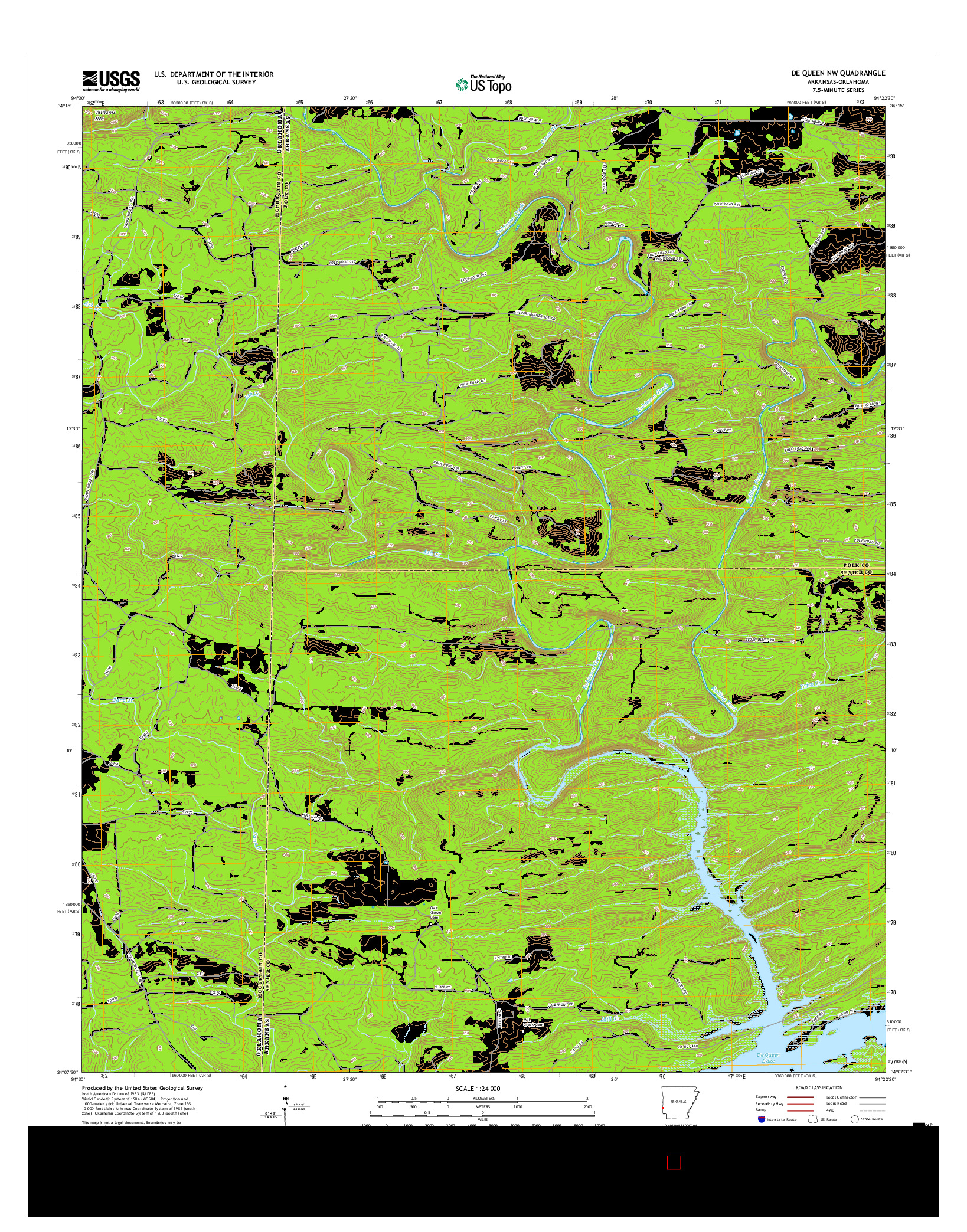 USGS US TOPO 7.5-MINUTE MAP FOR DE QUEEN NW, AR-OK 2017