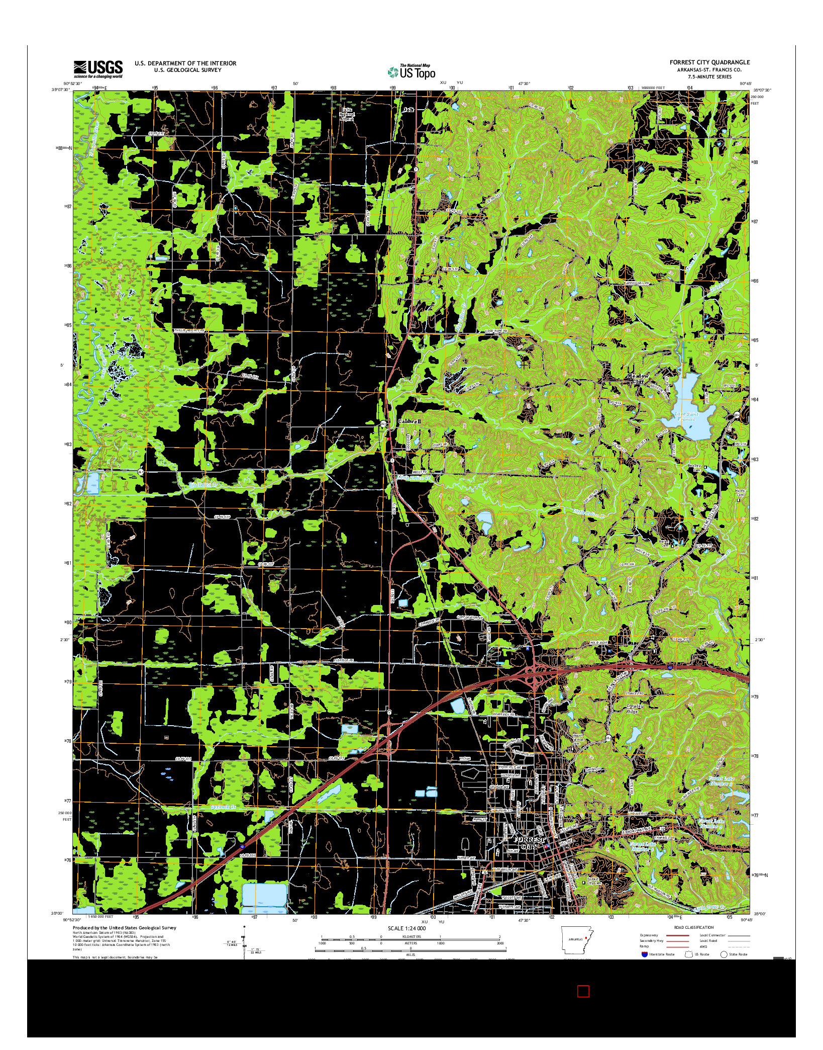 USGS US TOPO 7.5-MINUTE MAP FOR FORREST CITY, AR 2017