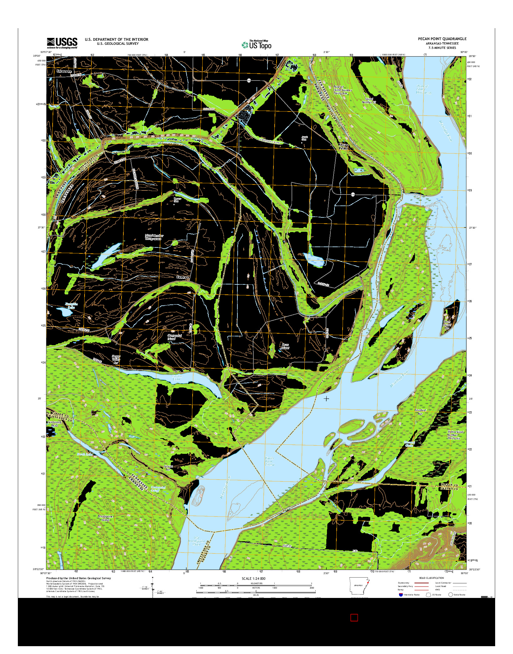 USGS US TOPO 7.5-MINUTE MAP FOR PECAN POINT, AR-TN 2017