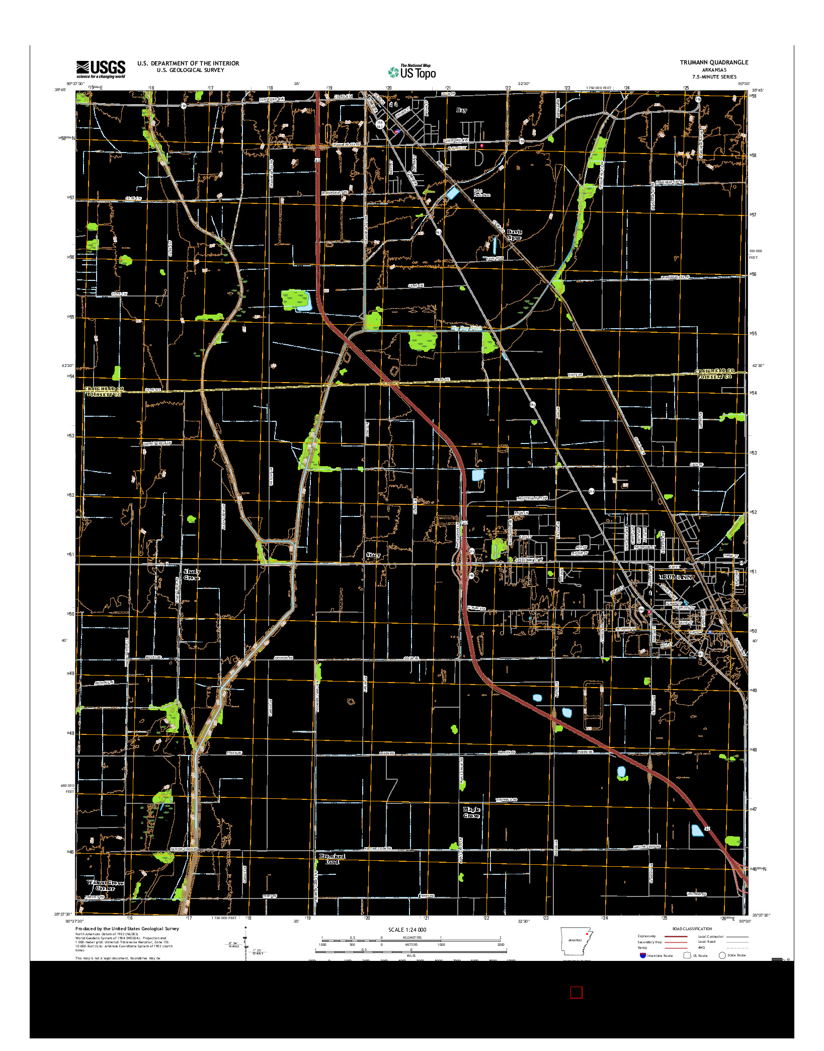 USGS US TOPO 7.5-MINUTE MAP FOR TRUMANN, AR 2017