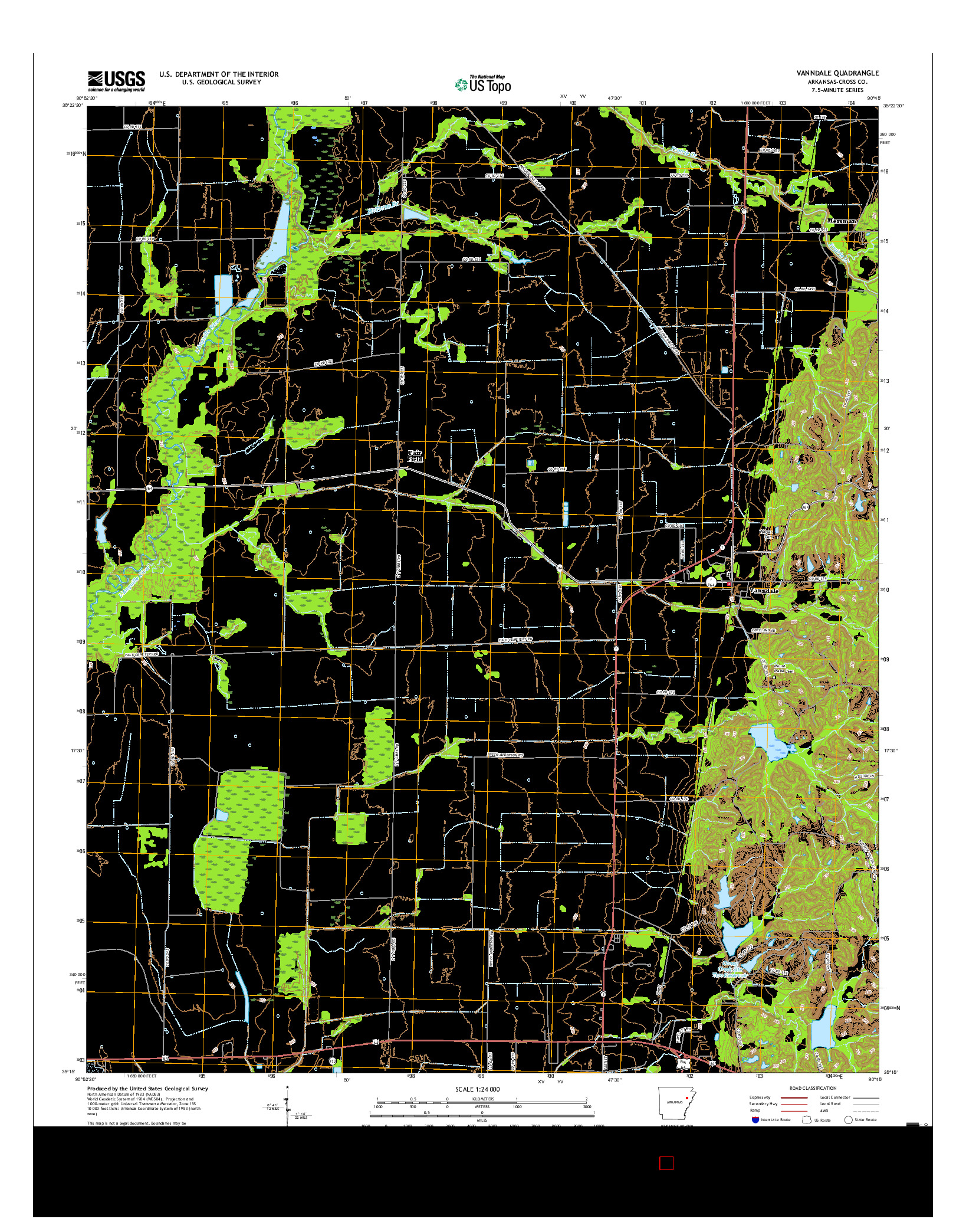 USGS US TOPO 7.5-MINUTE MAP FOR VANNDALE, AR 2017