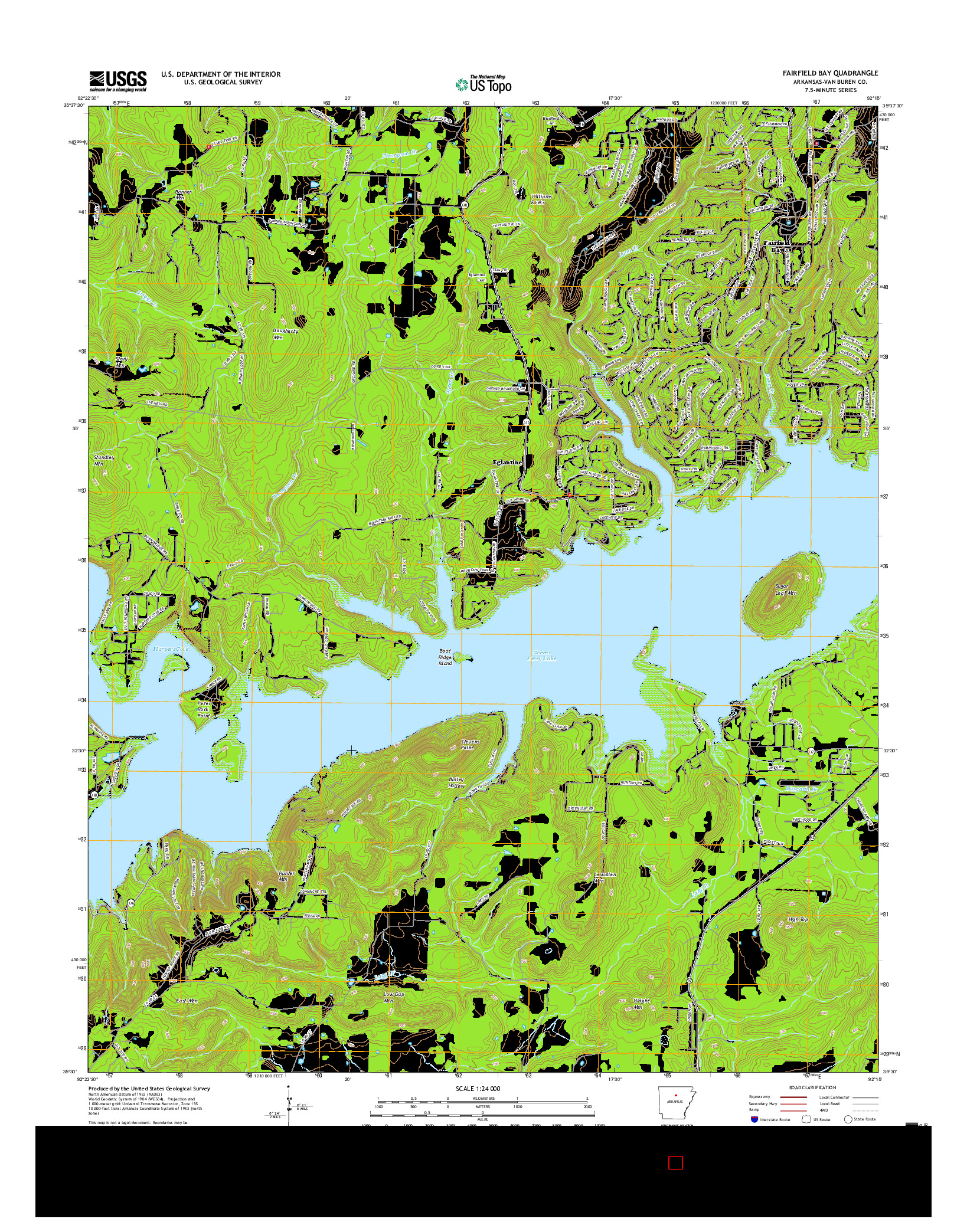 USGS US TOPO 7.5-MINUTE MAP FOR FAIRFIELD BAY, AR 2017