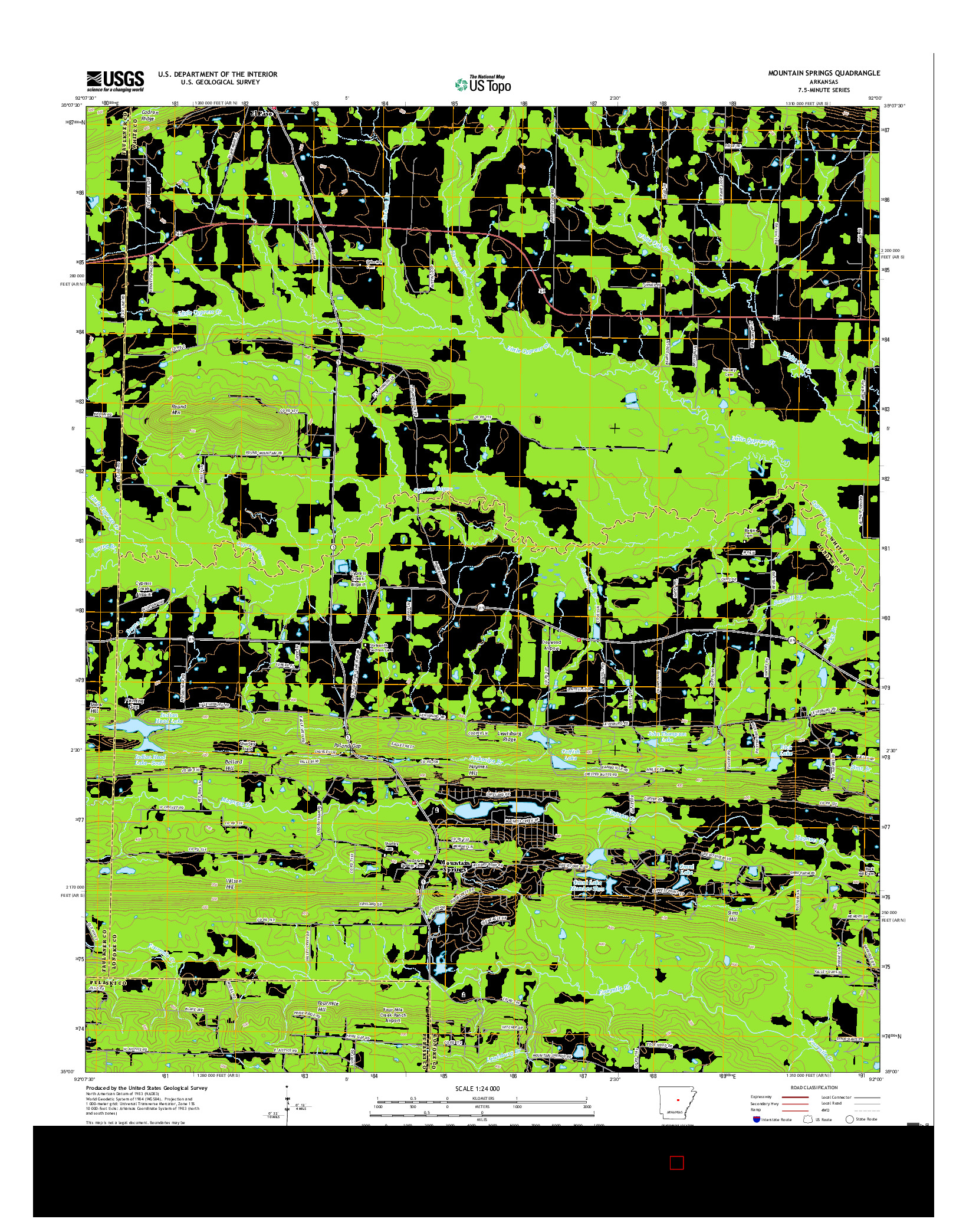 USGS US TOPO 7.5-MINUTE MAP FOR MOUNTAIN SPRINGS, AR 2017