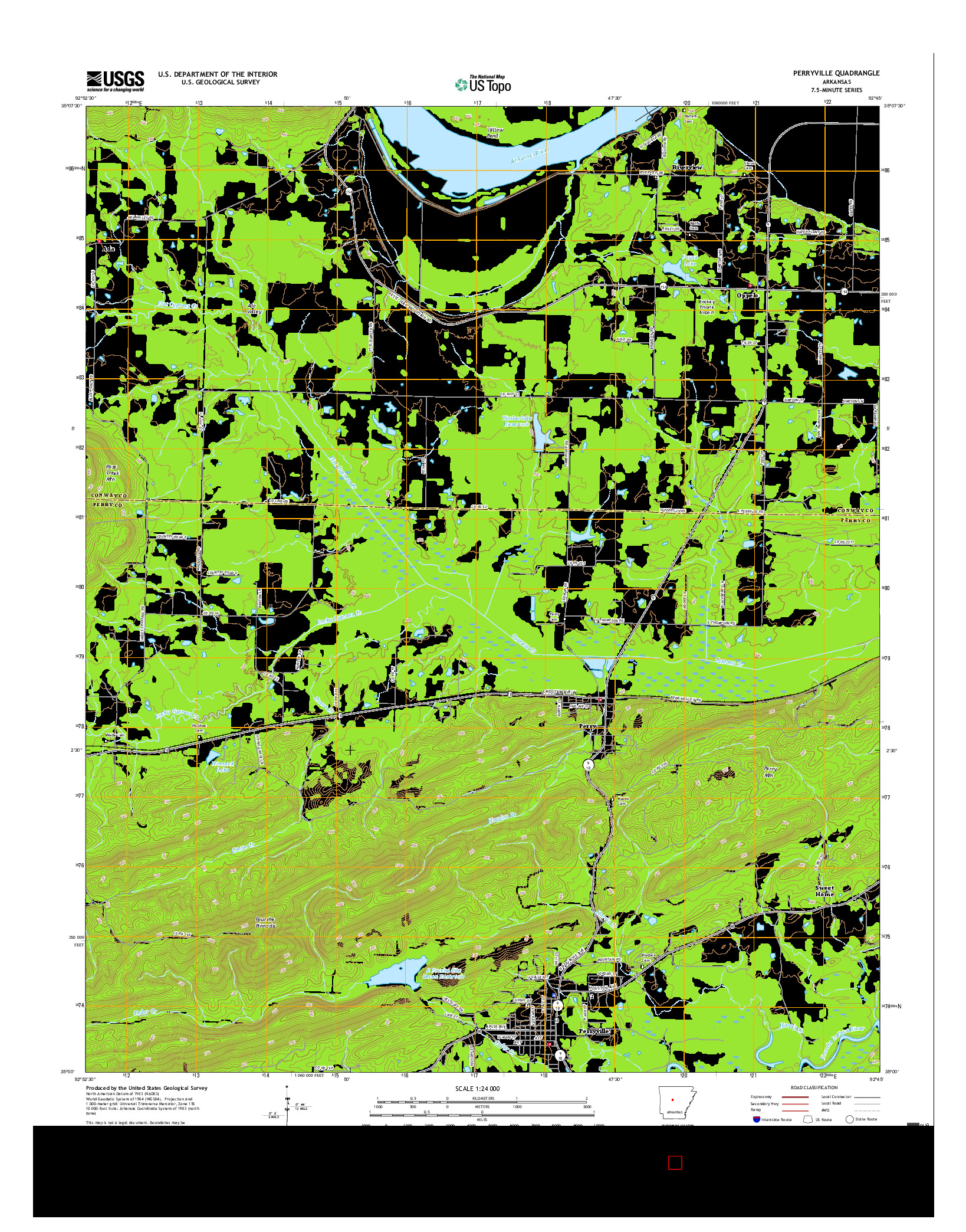 USGS US TOPO 7.5-MINUTE MAP FOR PERRYVILLE, AR 2017