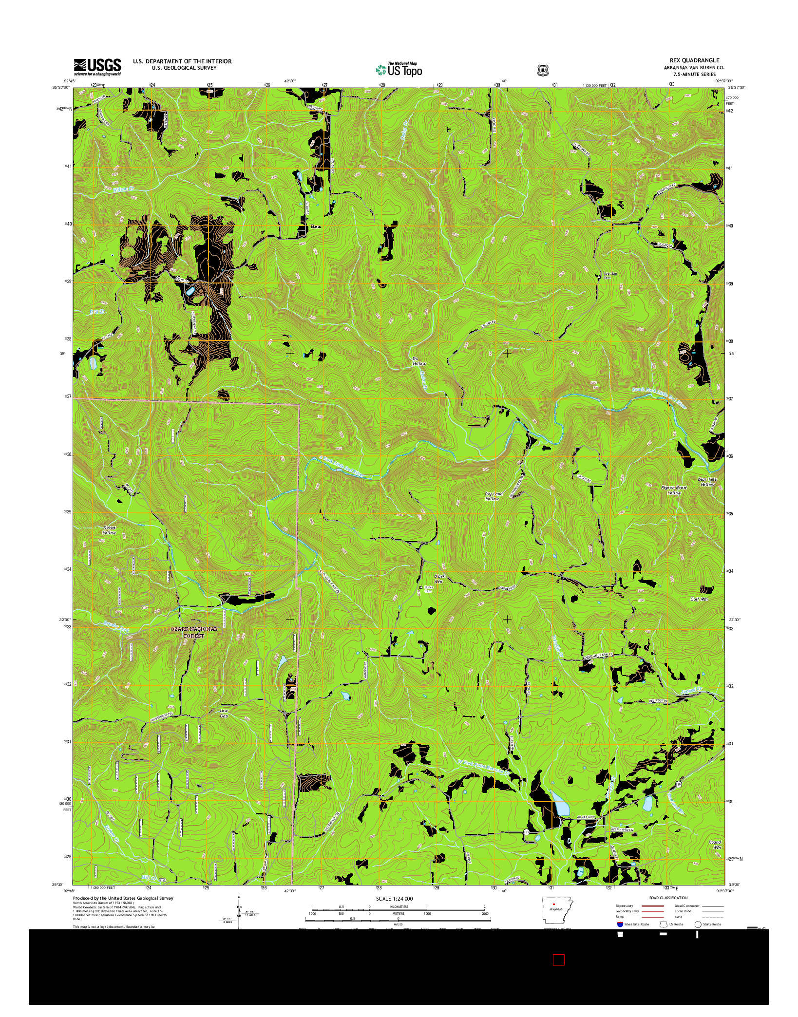 USGS US TOPO 7.5-MINUTE MAP FOR REX, AR 2017