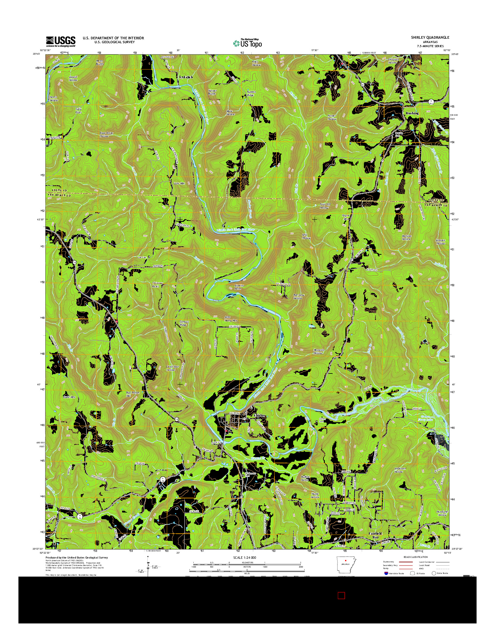 USGS US TOPO 7.5-MINUTE MAP FOR SHIRLEY, AR 2017