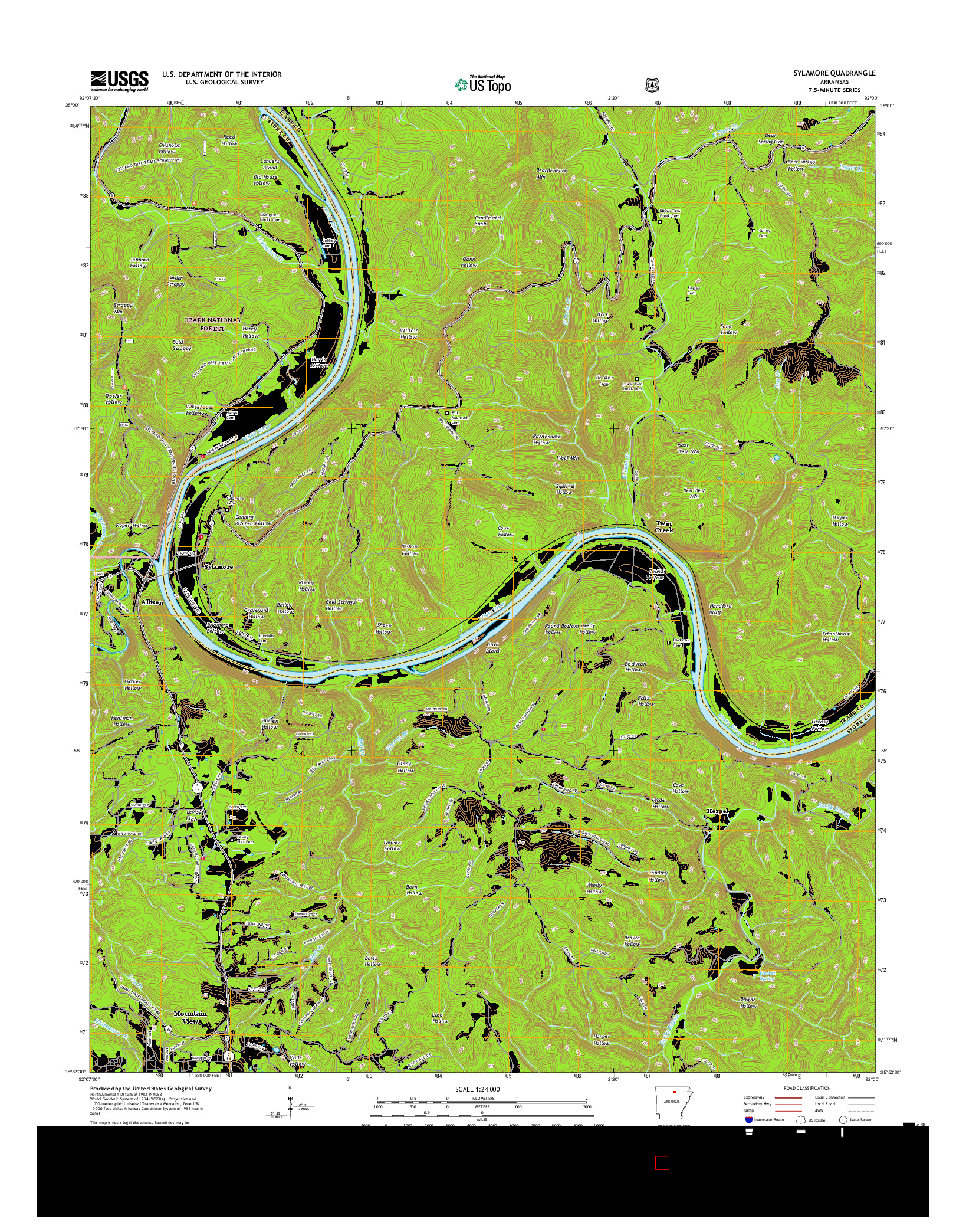 USGS US TOPO 7.5-MINUTE MAP FOR SYLAMORE, AR 2017