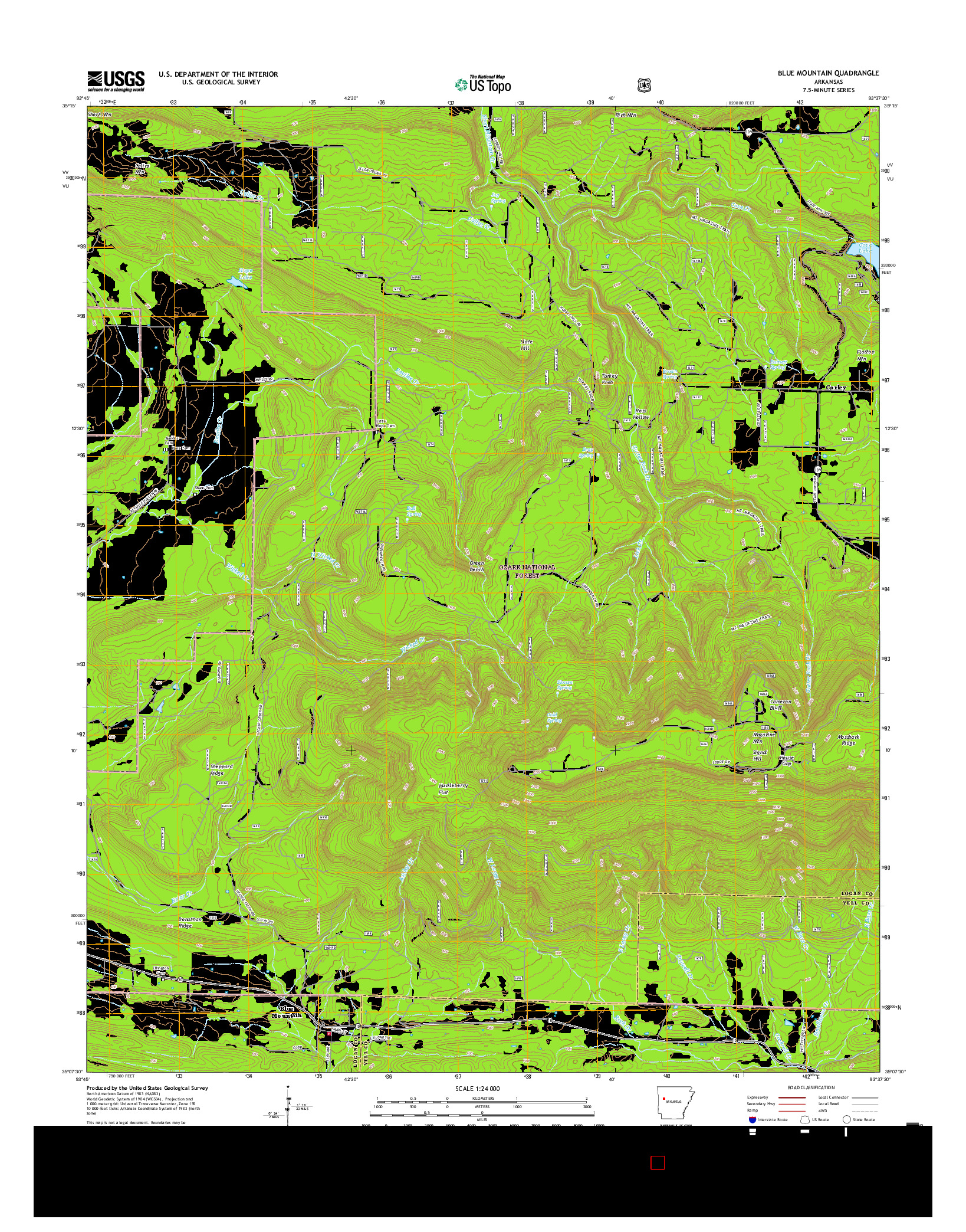 USGS US TOPO 7.5-MINUTE MAP FOR BLUE MOUNTAIN, AR 2017