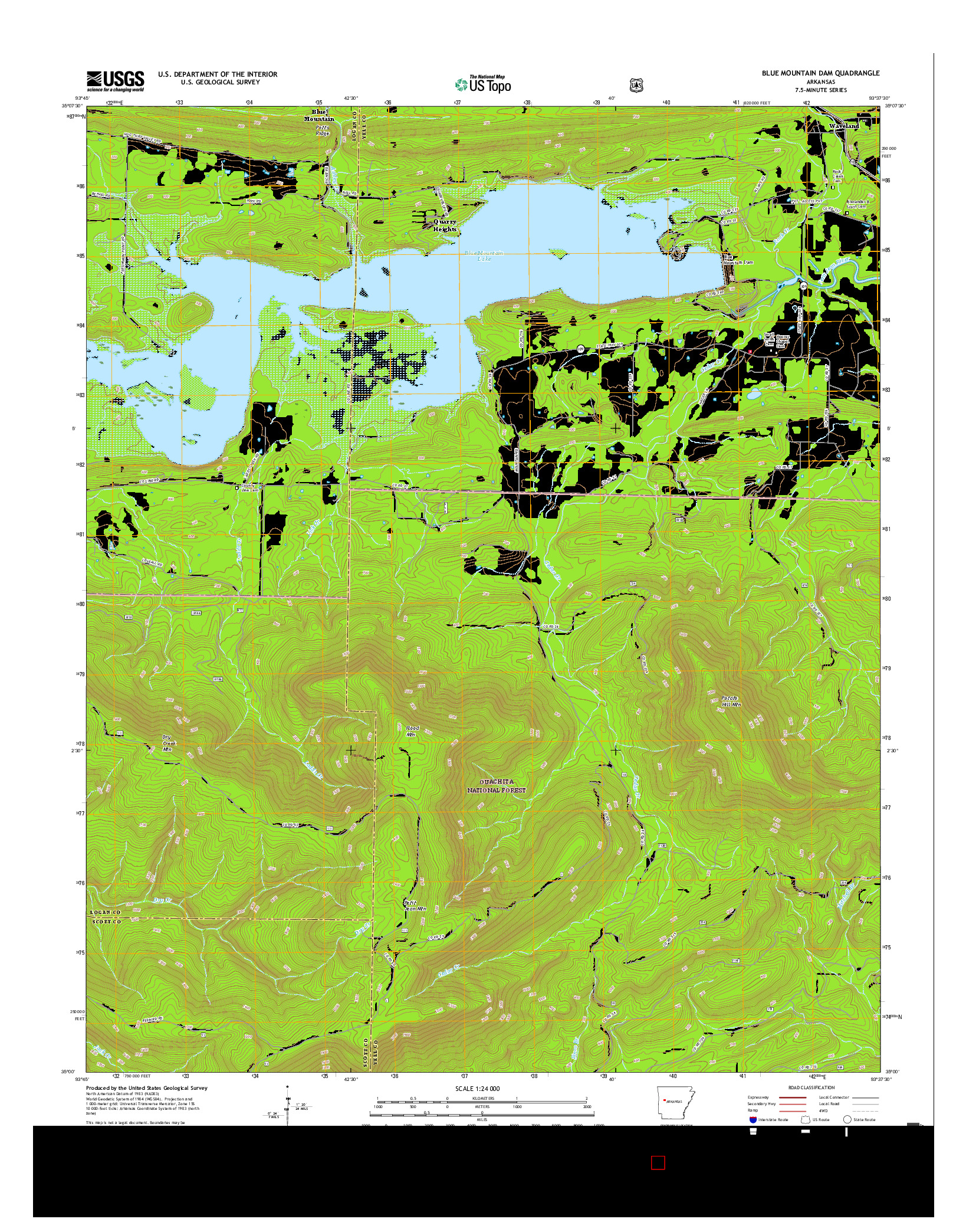 USGS US TOPO 7.5-MINUTE MAP FOR BLUE MOUNTAIN DAM, AR 2017