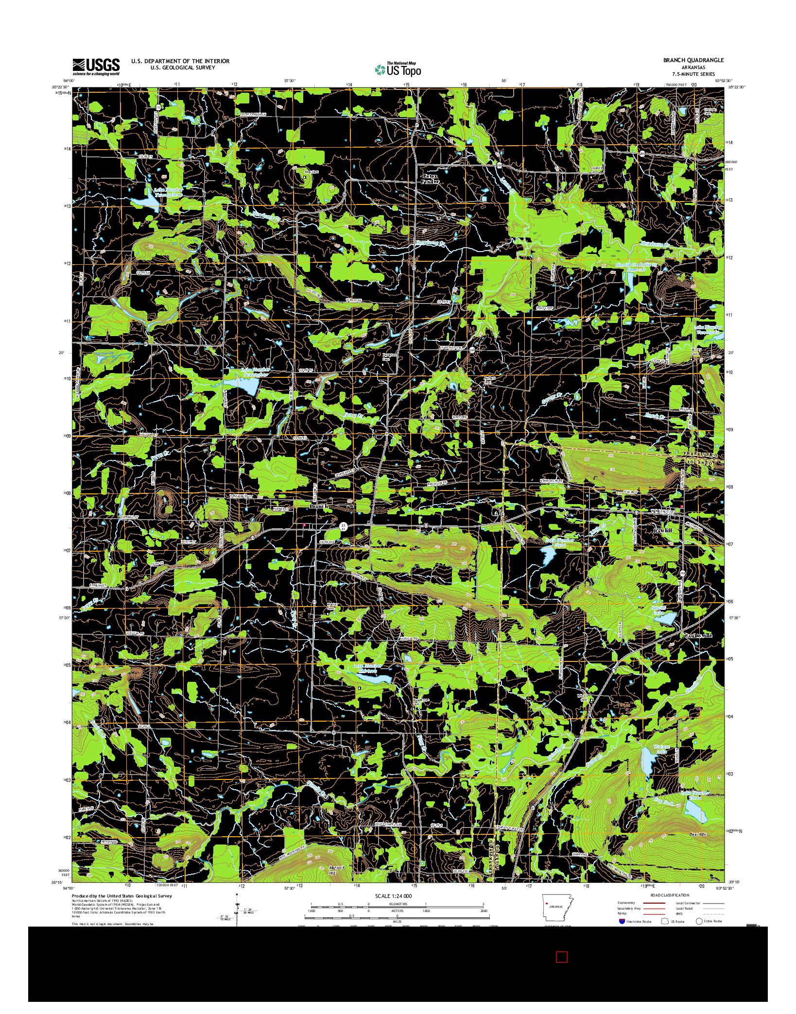 USGS US TOPO 7.5-MINUTE MAP FOR BRANCH, AR 2017