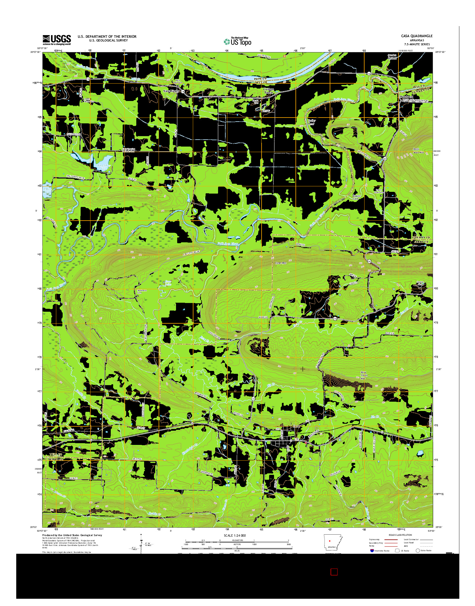 USGS US TOPO 7.5-MINUTE MAP FOR CASA, AR 2017