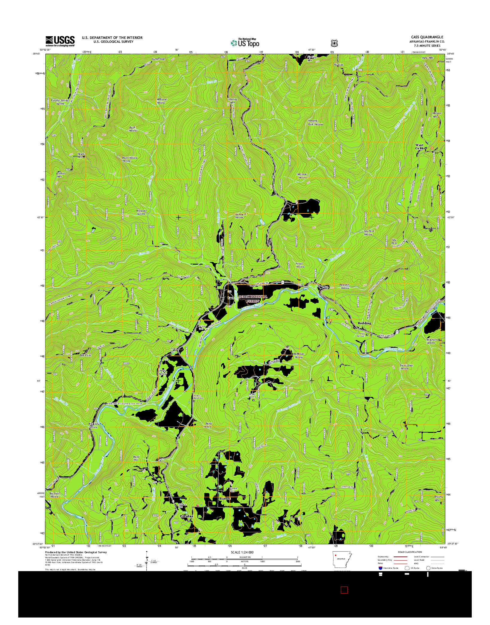USGS US TOPO 7.5-MINUTE MAP FOR CASS, AR 2017