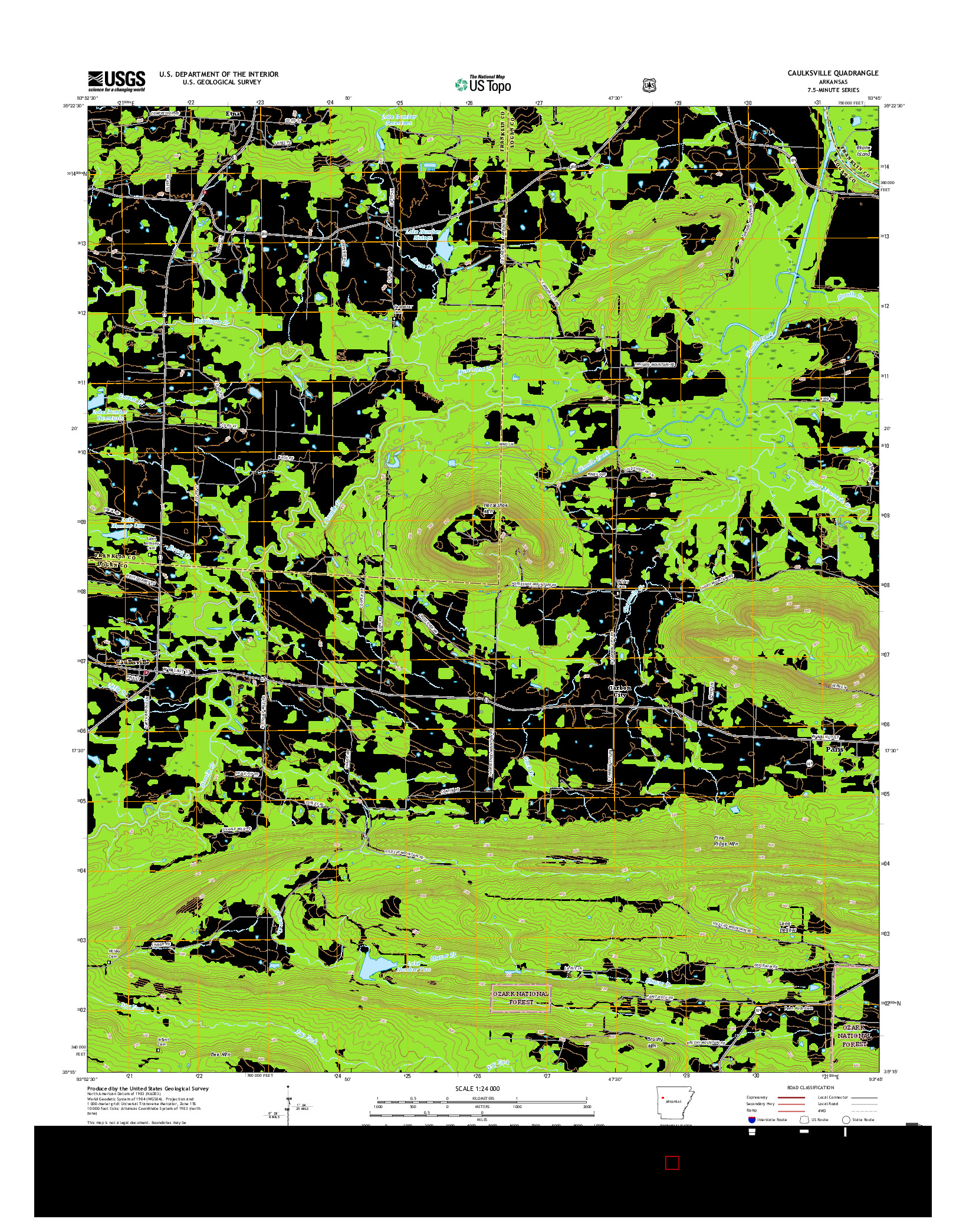 USGS US TOPO 7.5-MINUTE MAP FOR CAULKSVILLE, AR 2017