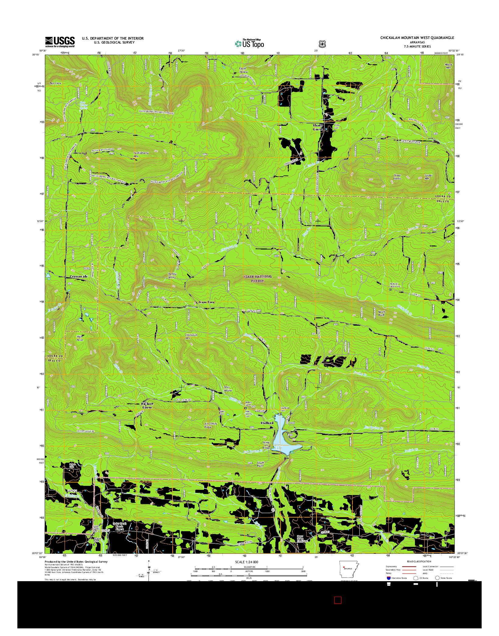 USGS US TOPO 7.5-MINUTE MAP FOR CHICKALAH MOUNTAIN WEST, AR 2017